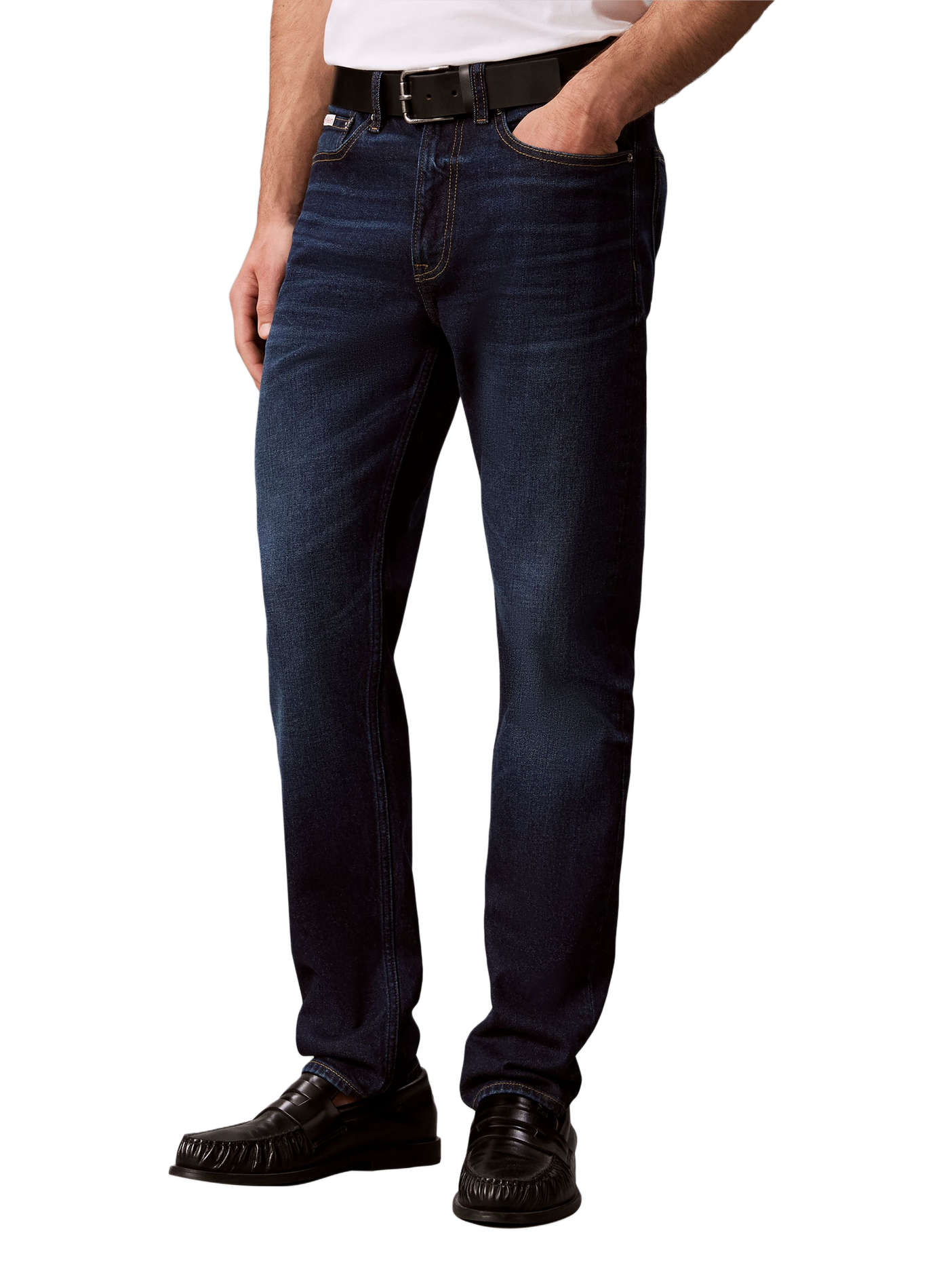 Jean droit en coton mélangé CALVIN KLEIN Bleu