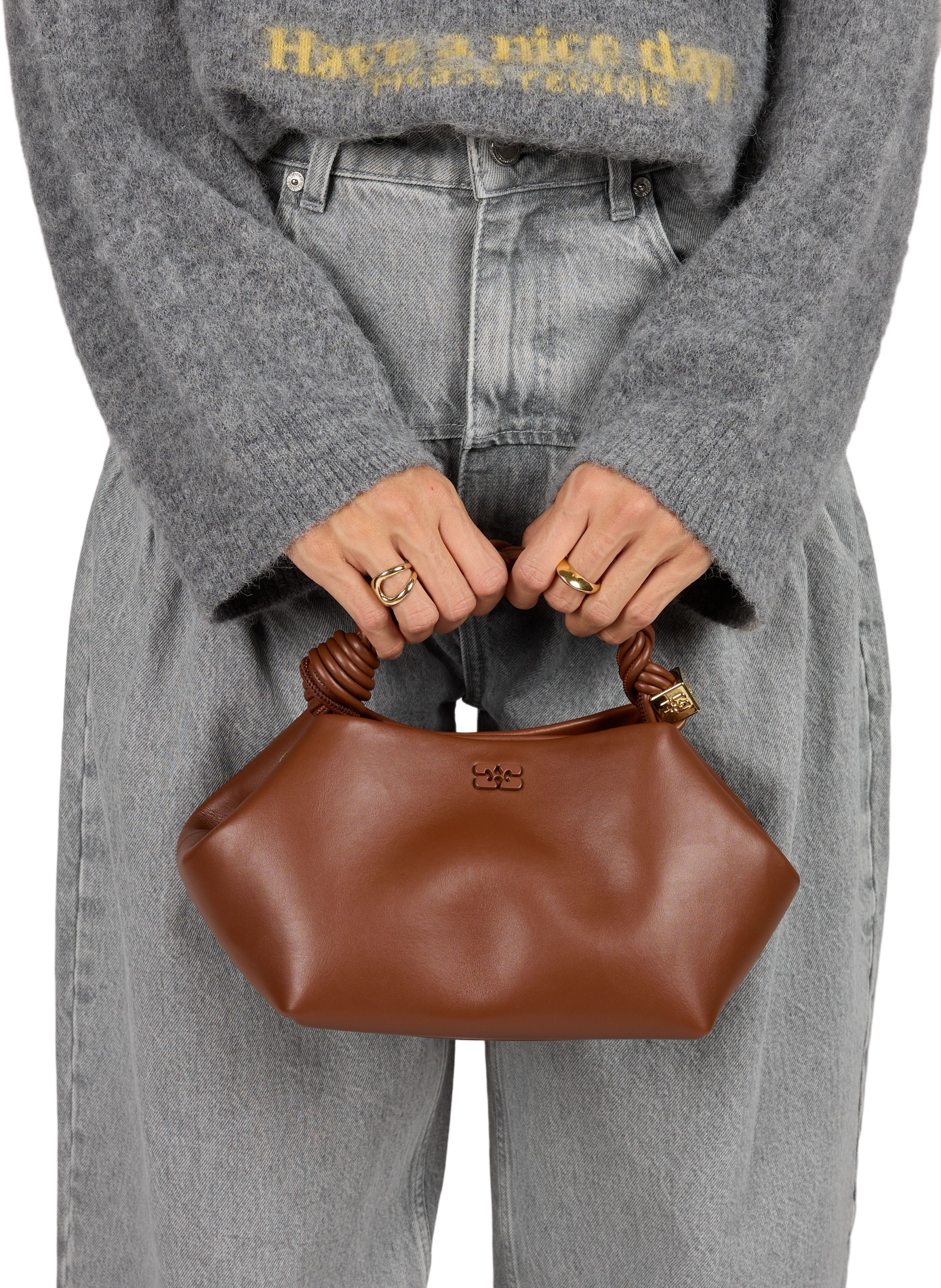 Small Bou leather blend bag GANNI Red