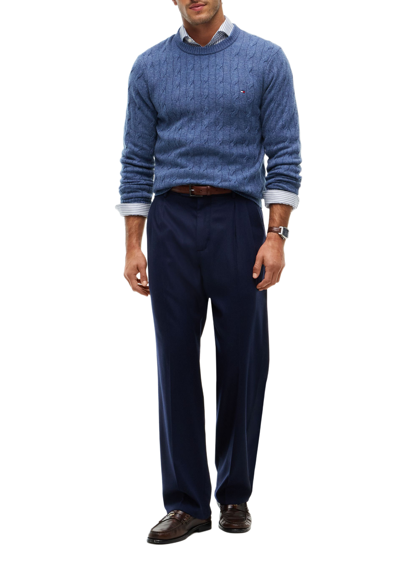 Trui met ronde hals van gemengde wol | Blauw TOMMY HILFIGER Heren