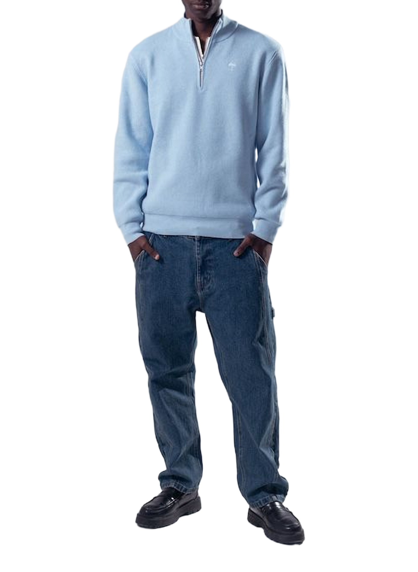 Pullover mit Stehkragen und Reißverschluss in Uni-Farbe HELAS CAPS Blau