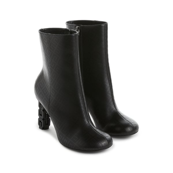 Bottines en cuir perforé