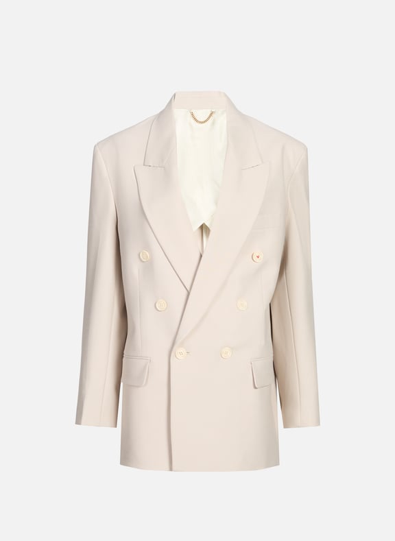 Fitted blended wool blazer Beige by VICTORIA BECKHAM VICTORIA BECKHAM Fitted blended wool blazer Beige