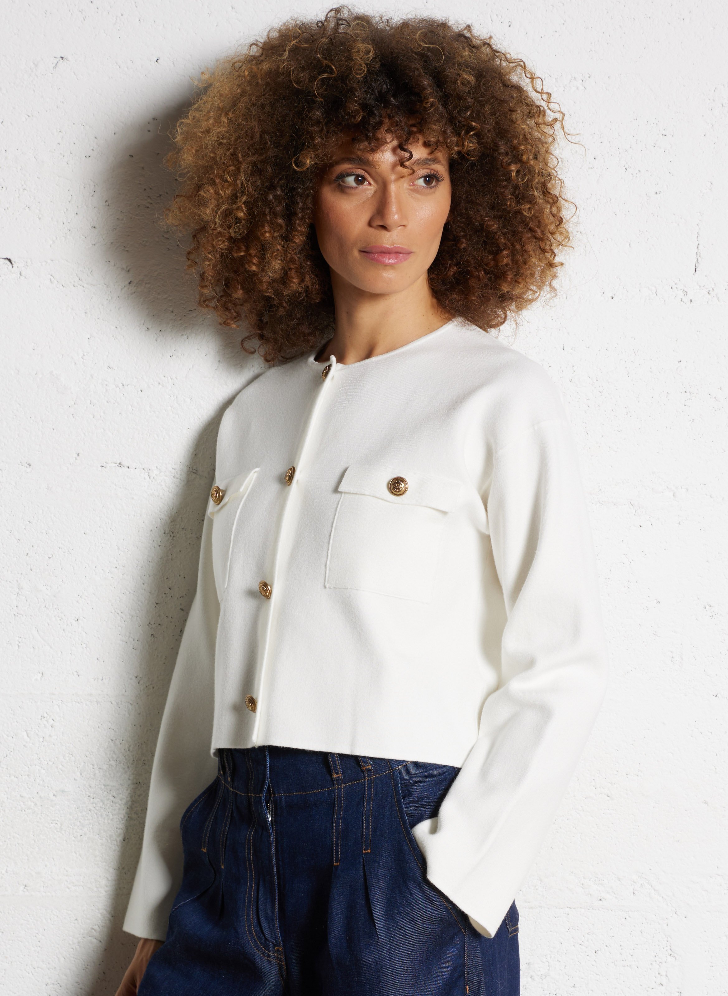 Cardigan oversize col rond IKKS Blanc