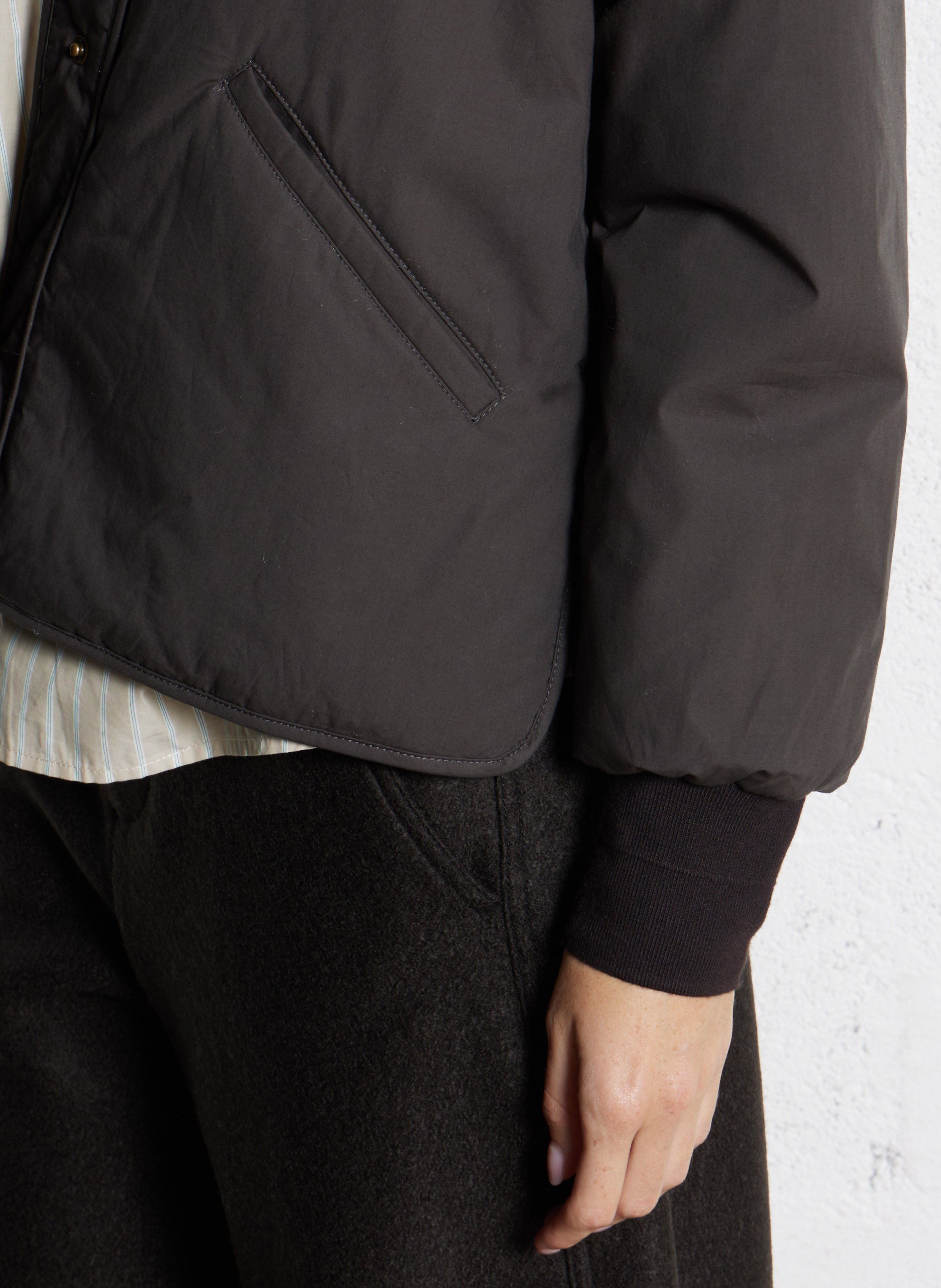 Blouson droit col v en coton goji SOEUR Gris