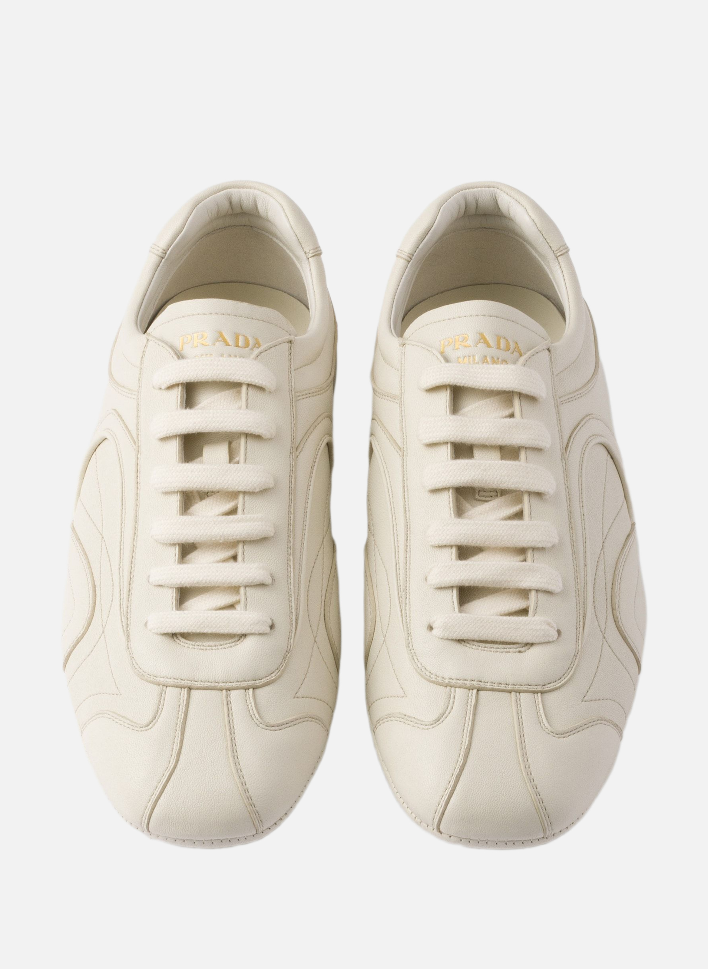 Baskets montecarlo re-edition 2005 en cuir nappa v PRADA Beige