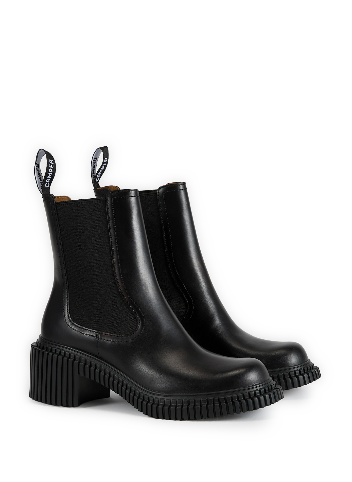Grooved leather ankle boots CAMPER Black