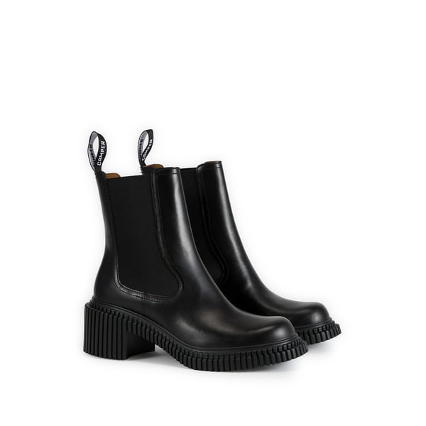 Bottines crantées en cuir mélangé