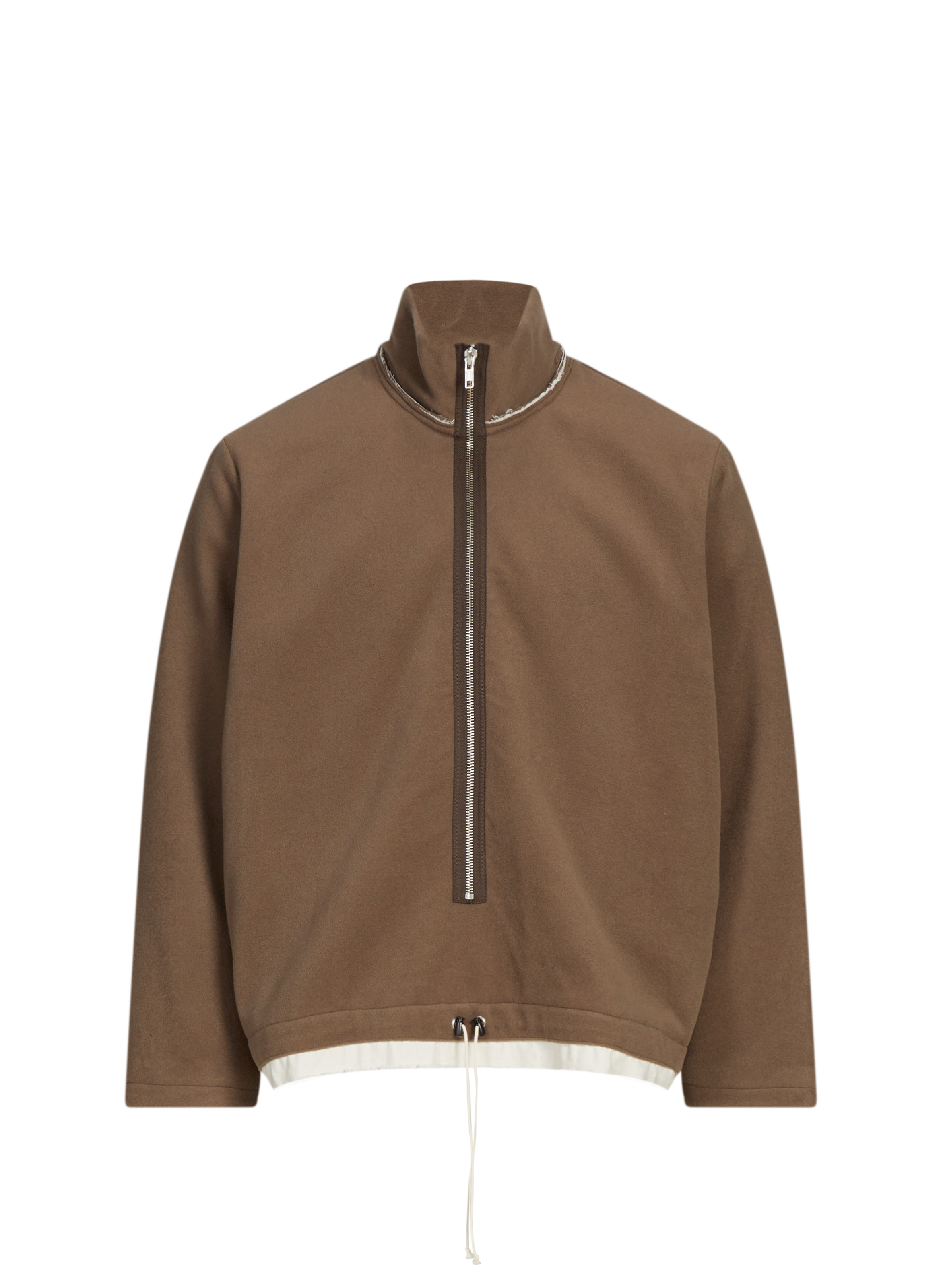 CAMIEL FORTGENS Zipped wool fleece anorak with high collar Brown