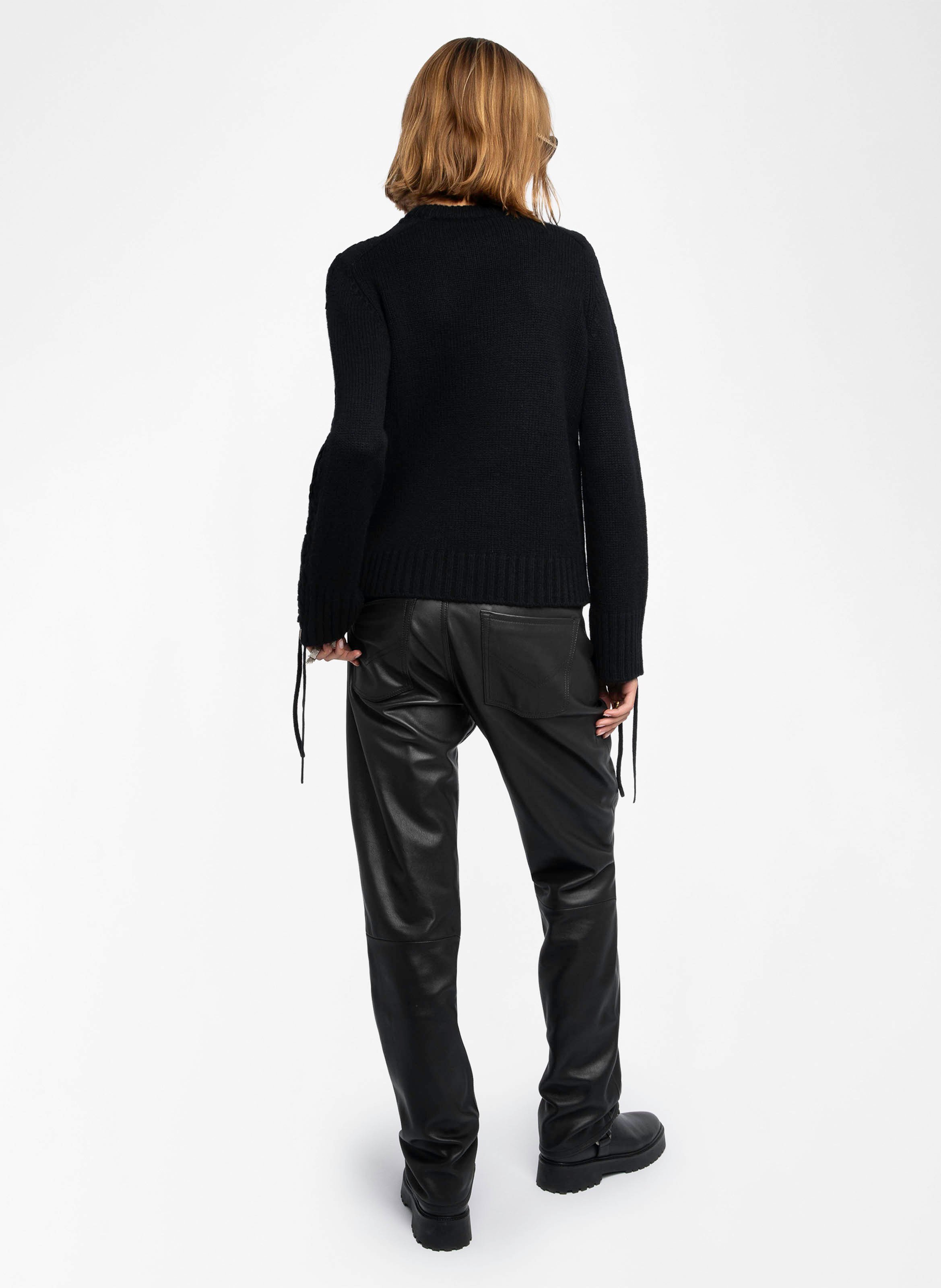 Pull col rond en laine et cachemire malty ZADIG&VOLTAIRE Noir