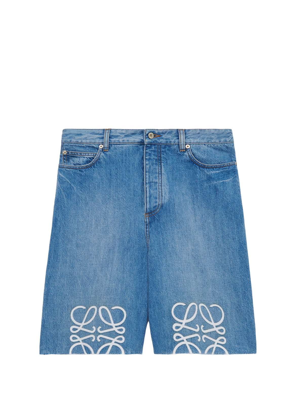 Short in embroidered cotton denim LOEWE Blue