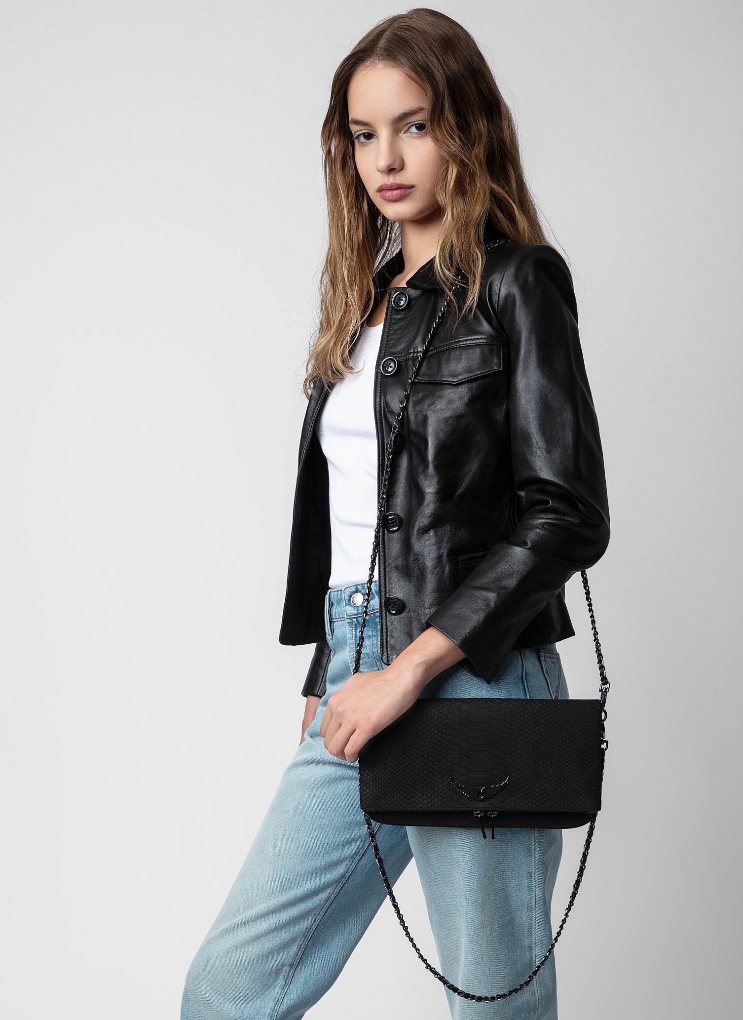 Sac bandoulière en cuir rock ZADIG&VOLTAIRE Noir