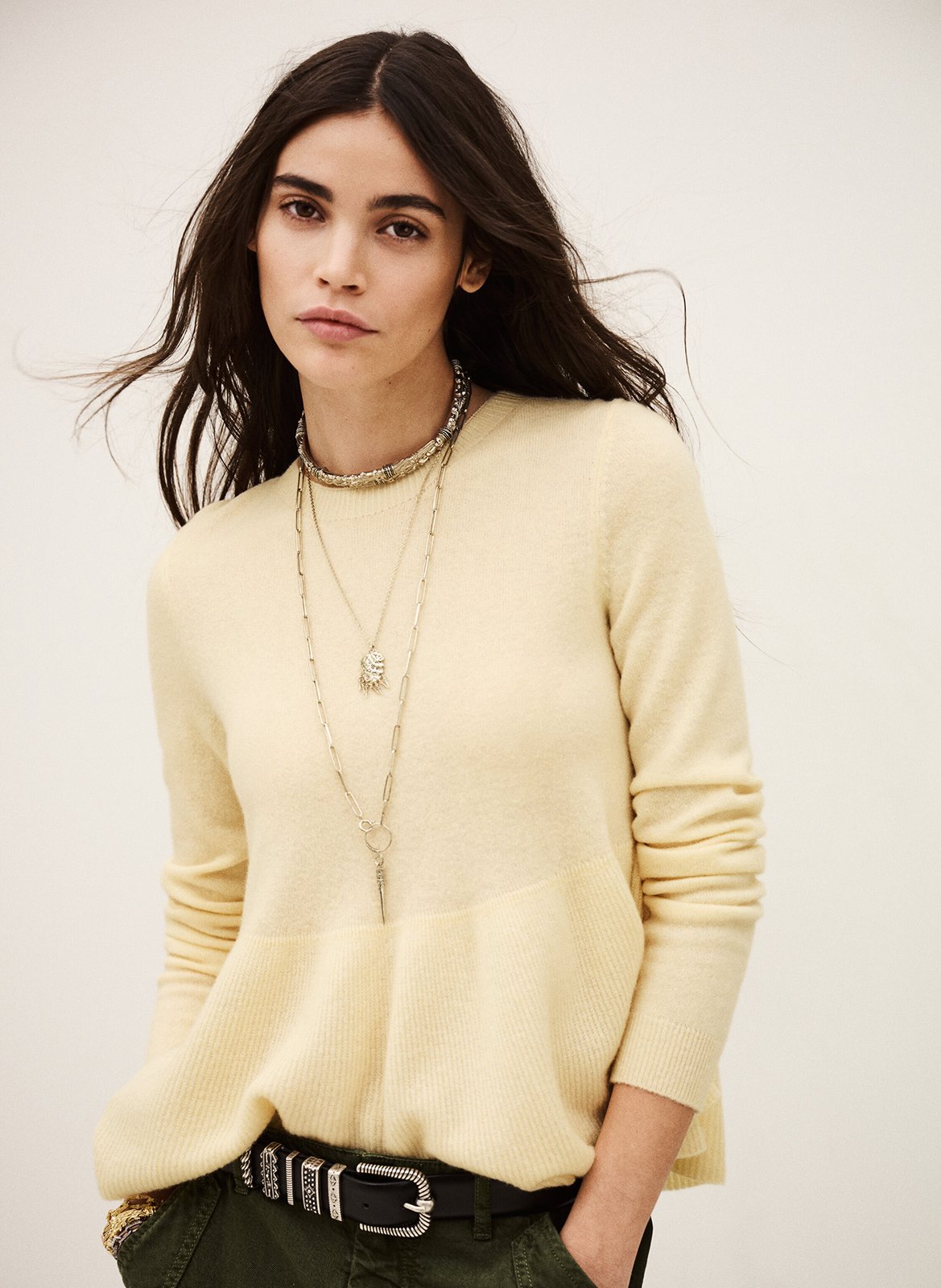 Pull évasé uni en laine mélangée salama BA&SH Beige