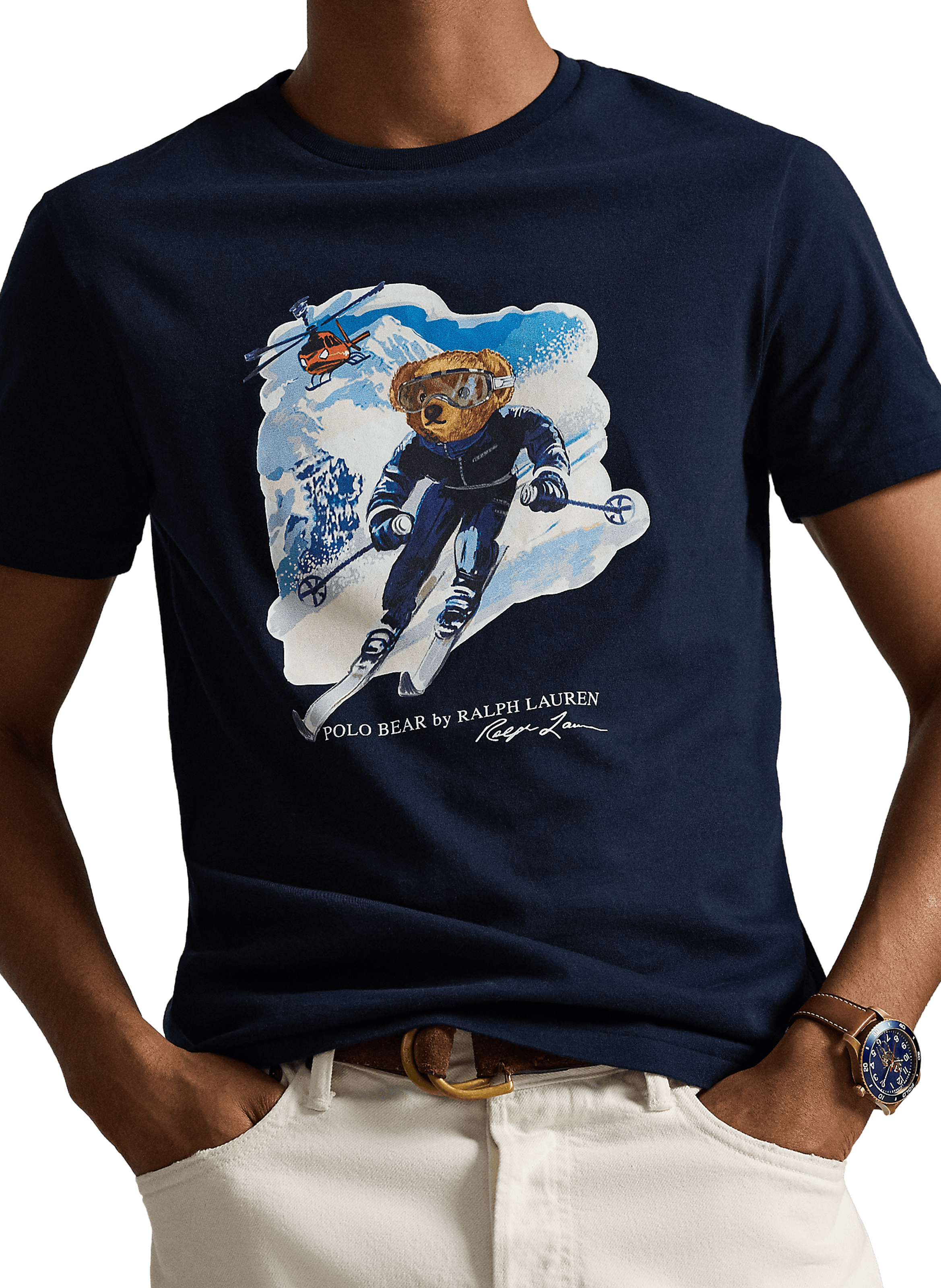 Tee shirt imprimé en coton POLO RALPH LAUREN Bleu