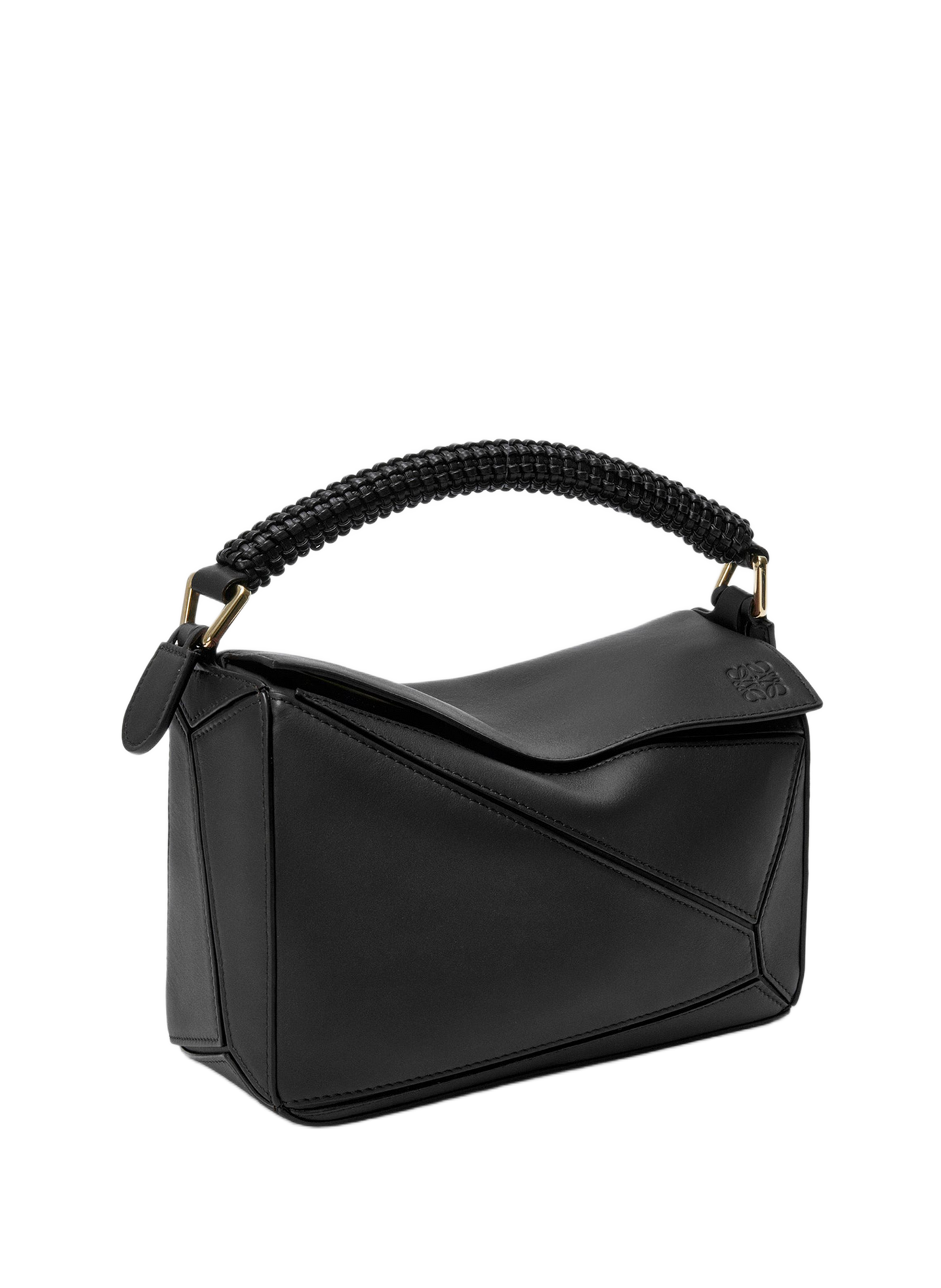 Petit sac Puzzle en cuir de veau lisse et agneau nappa LOEWE Noir