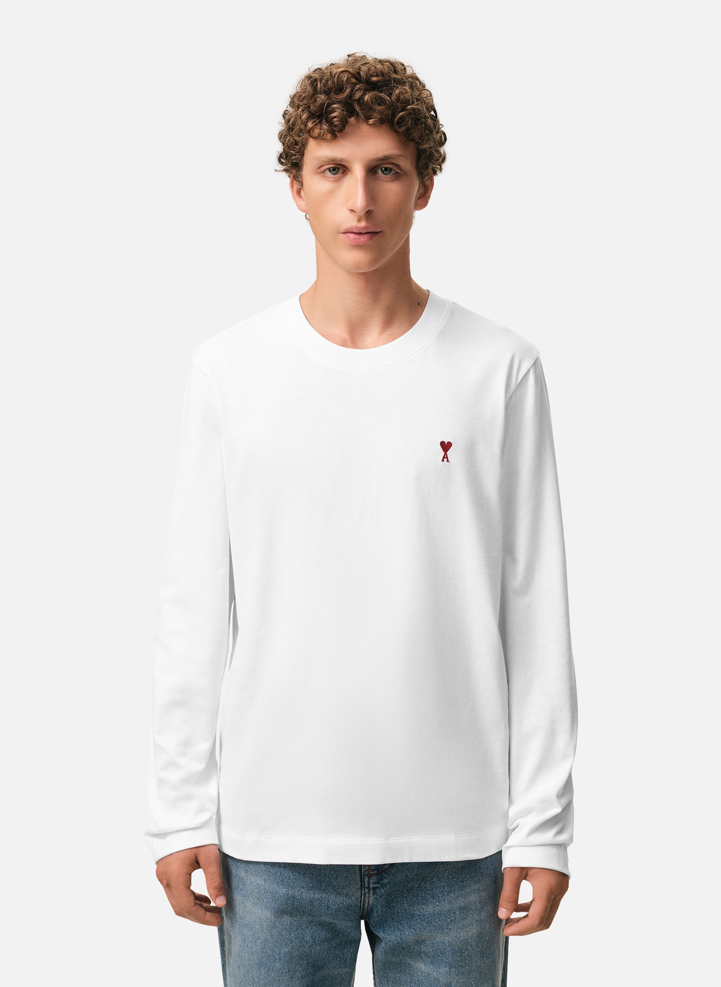 T-shirt Manches Longues Ami de Coeur Rouge unisexe AMI PARIS Blanc