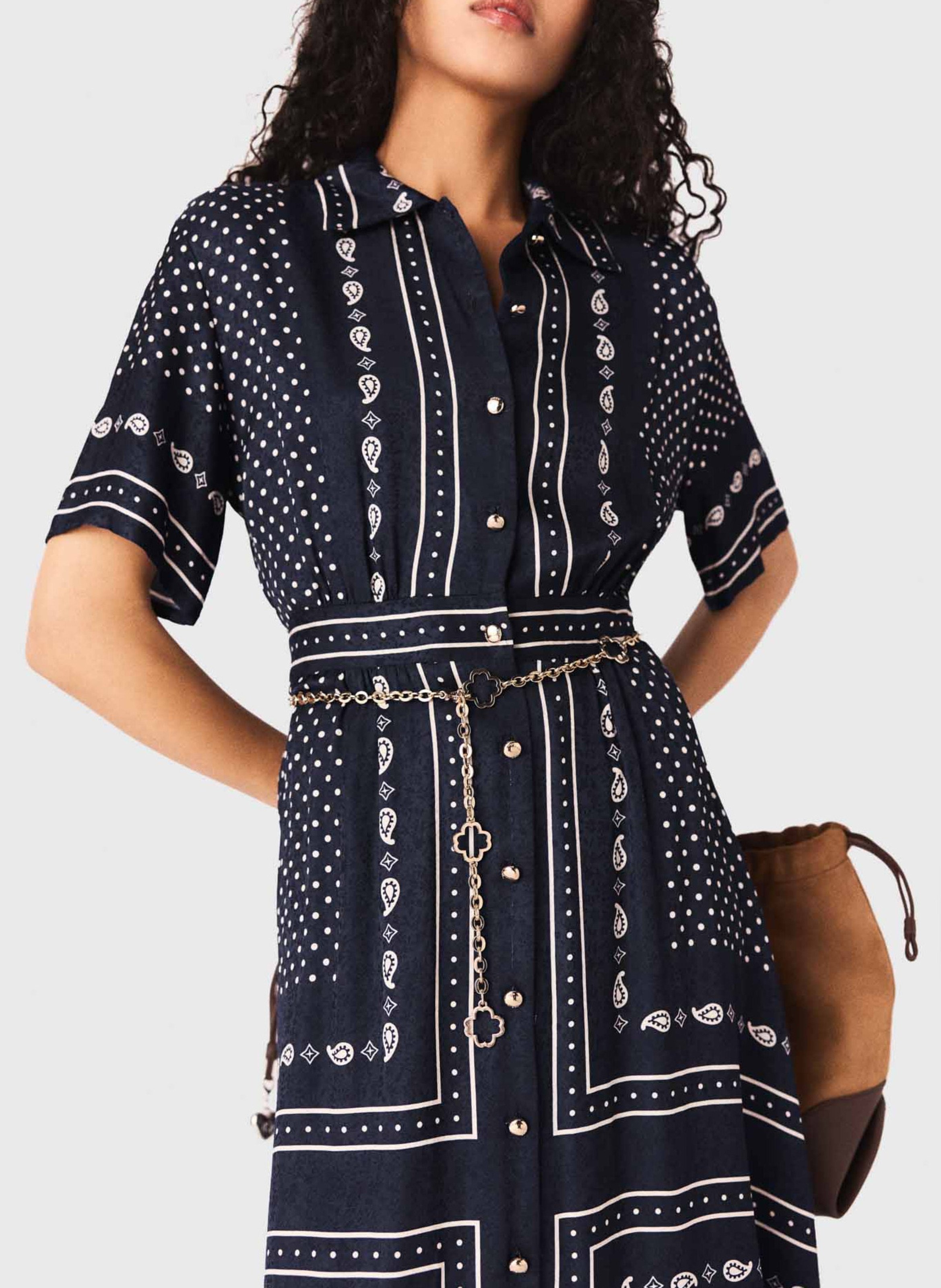 Robe longue évasée imprimée MAJE Bleu