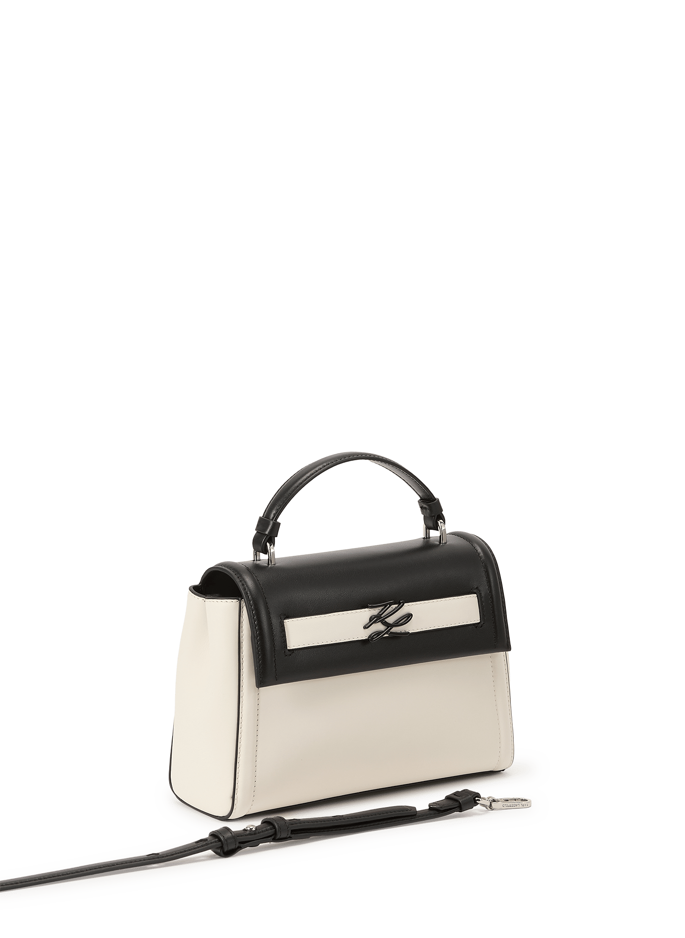 Sac à main à logo en cuir de vache KARL LAGERFELD Noir