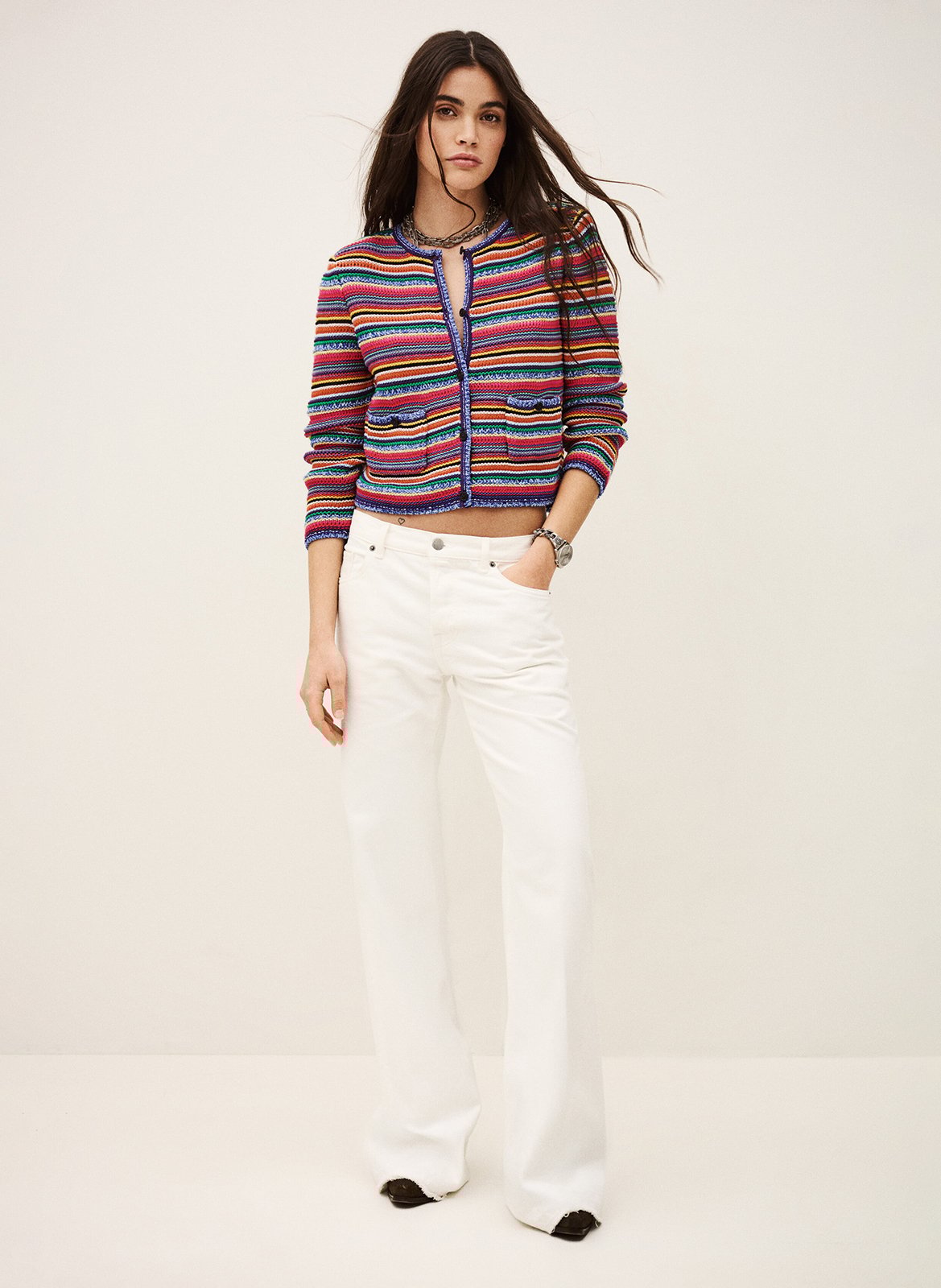 Cardigan col rond en coton fanny BA&SH Multicolore