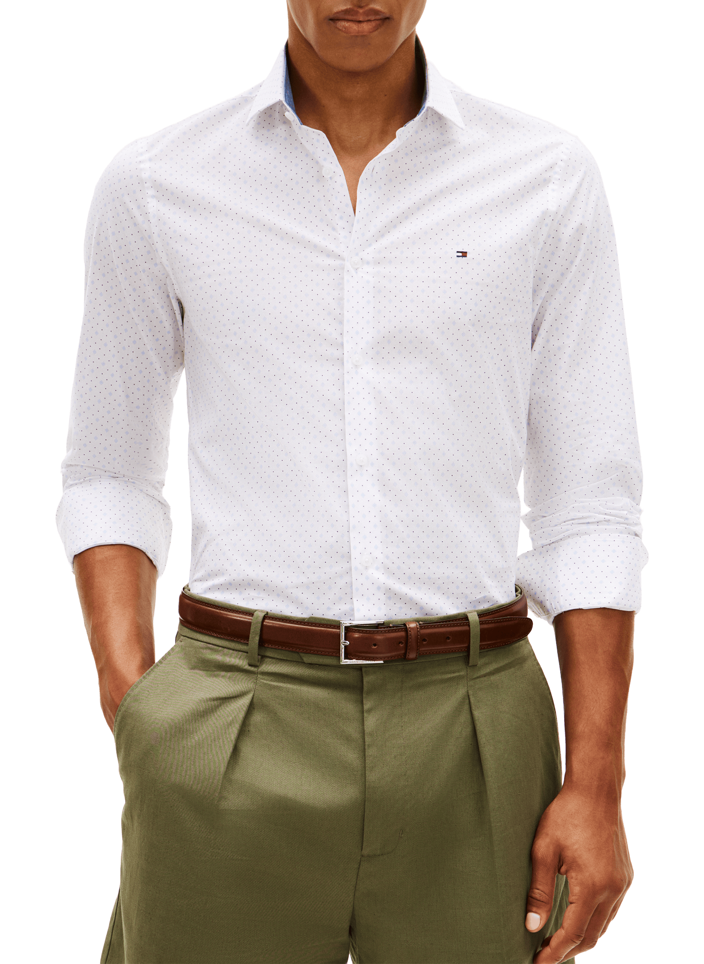 Straight shirt in blended organic cotton TOMMY HILFIGER White