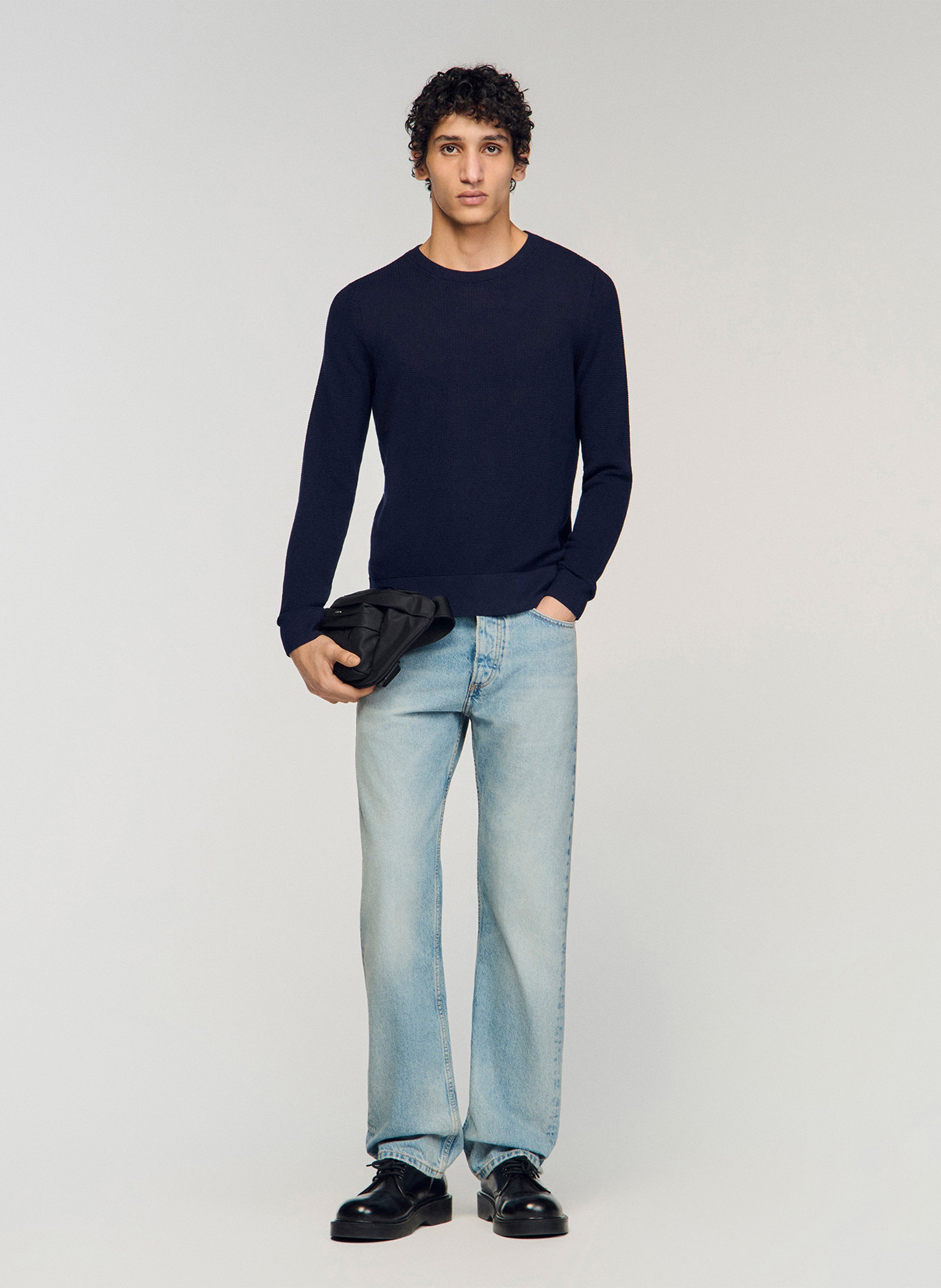 Pull en maille texturée SANDRO Bleu