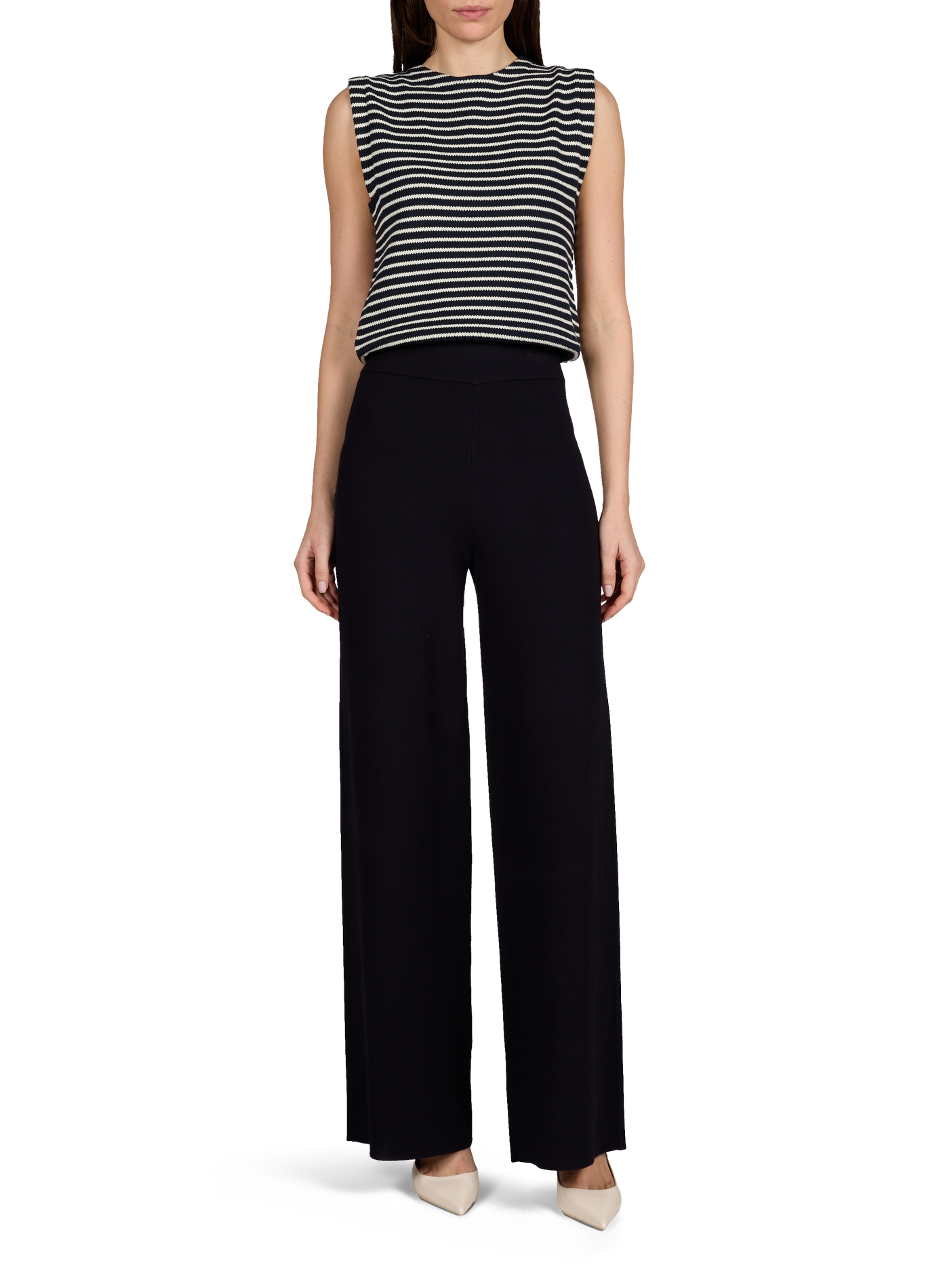 Striped sleeveless cotton blend sweater MAX MARA WEEK END Blue