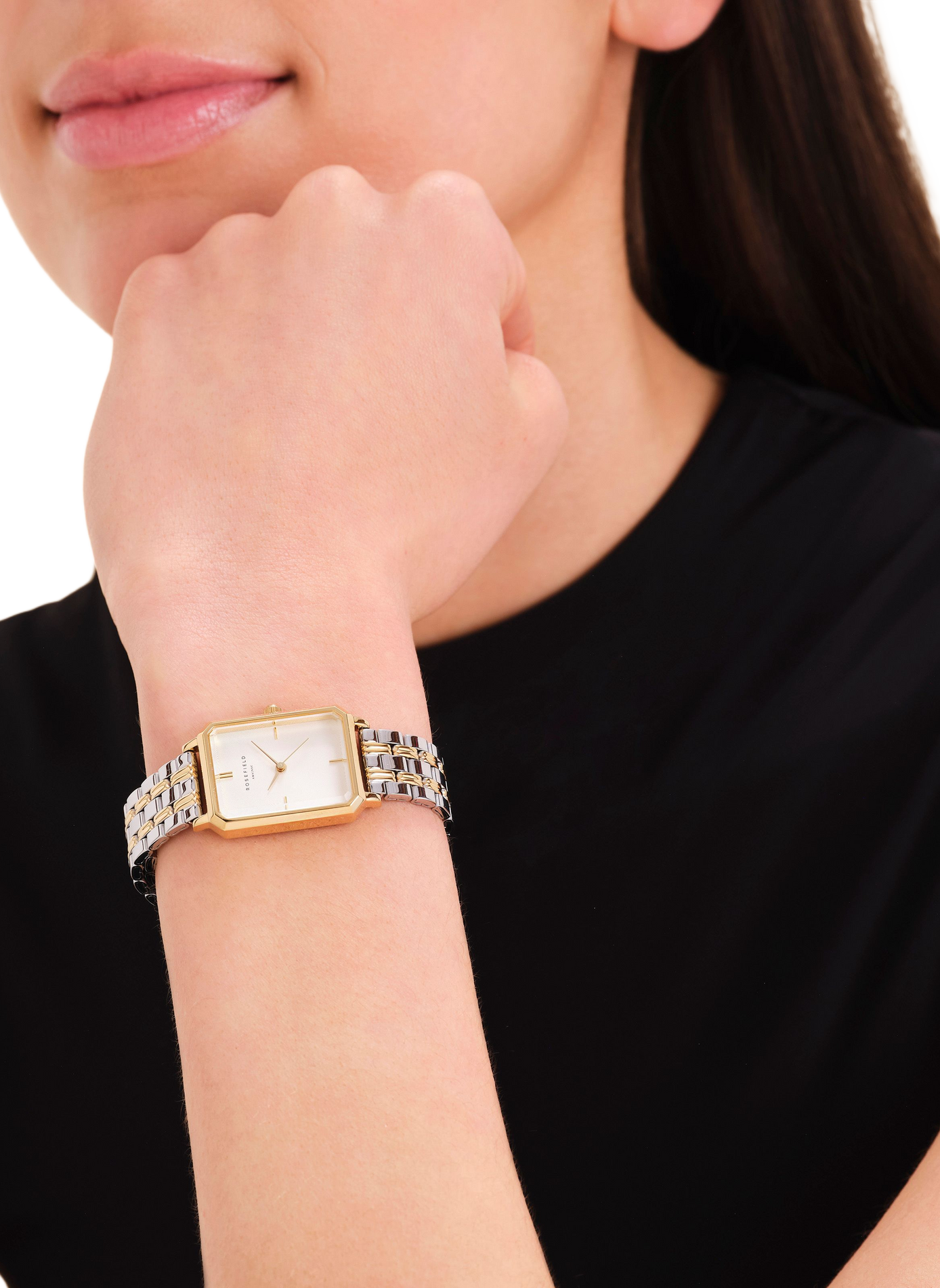 Montre analogique Octagon en acier inoxydable ROSEFIELD Blanc