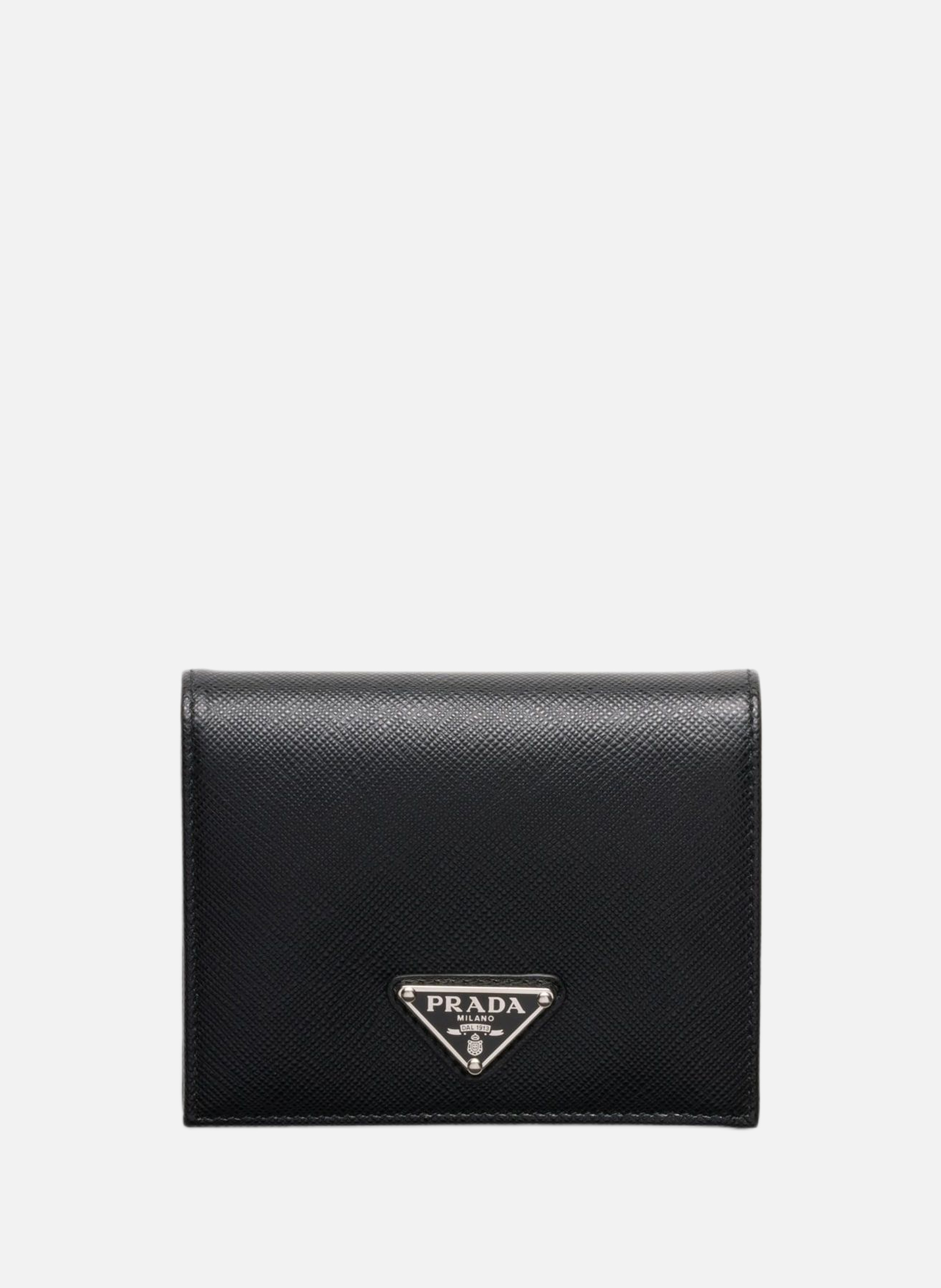 Petit portefeuille en cuir saffiano PRADA Noir