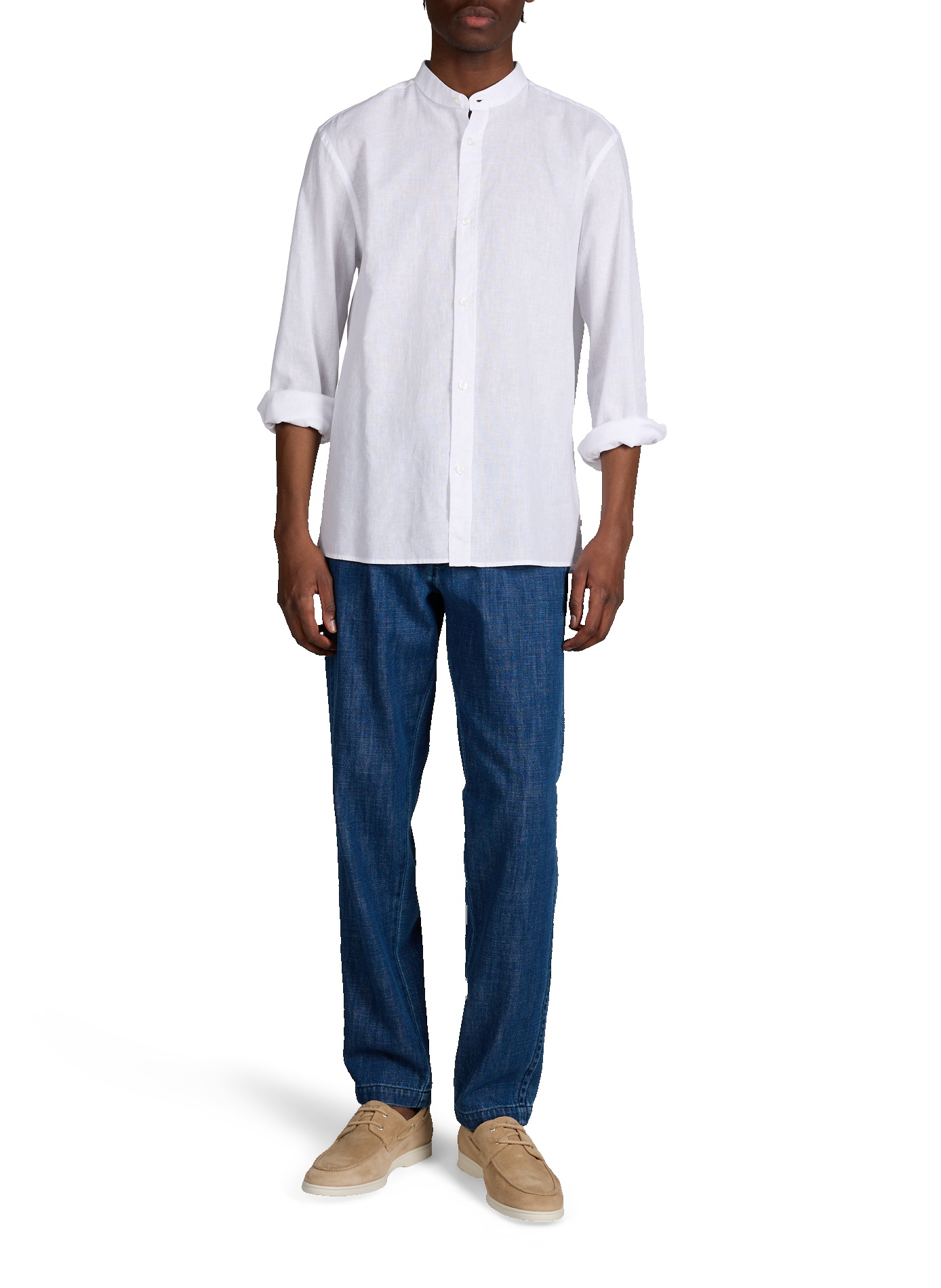 Straight shirt in cotton and linen STRELLSON White