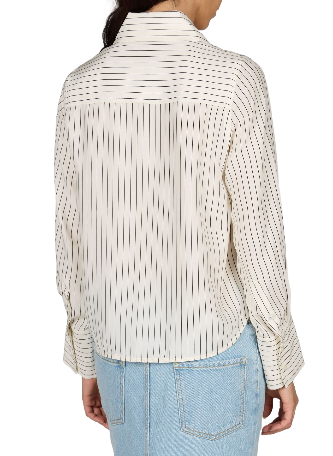 Long-sleeved silk striped shirt CO Beige