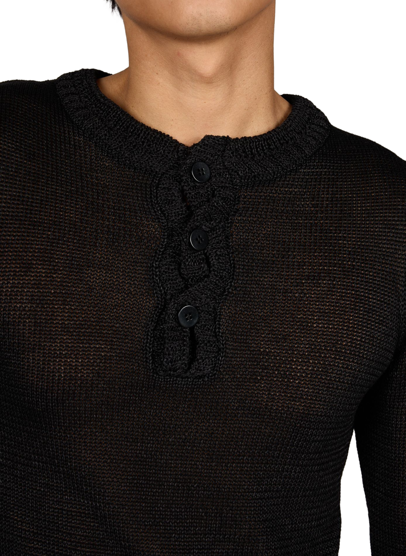Ribbed sweater with stand-up collar SEAN SUEN Black