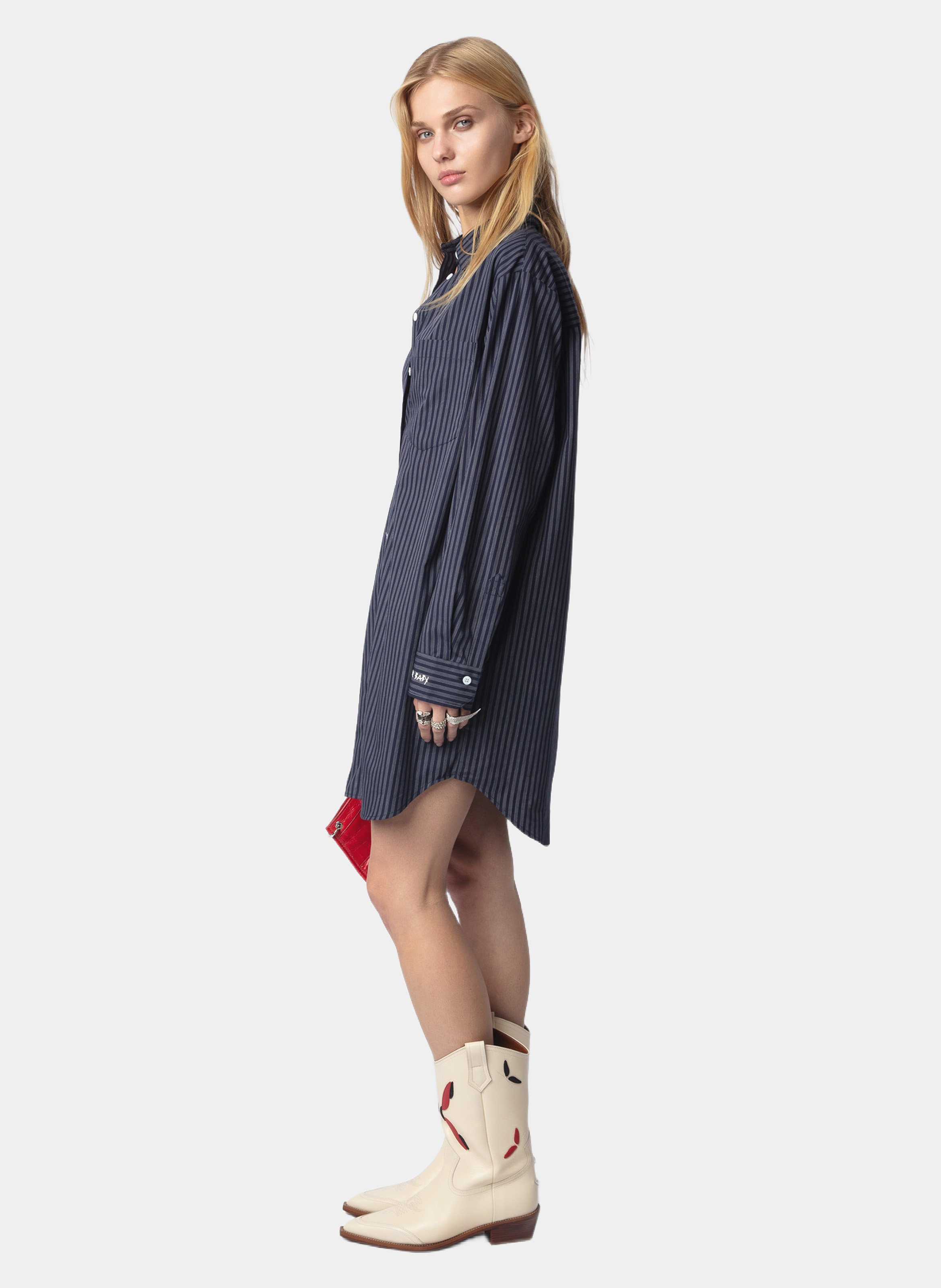 Kurzes gestreiftes Baumwollkleid. ZADIG&VOLTAIRE Blau