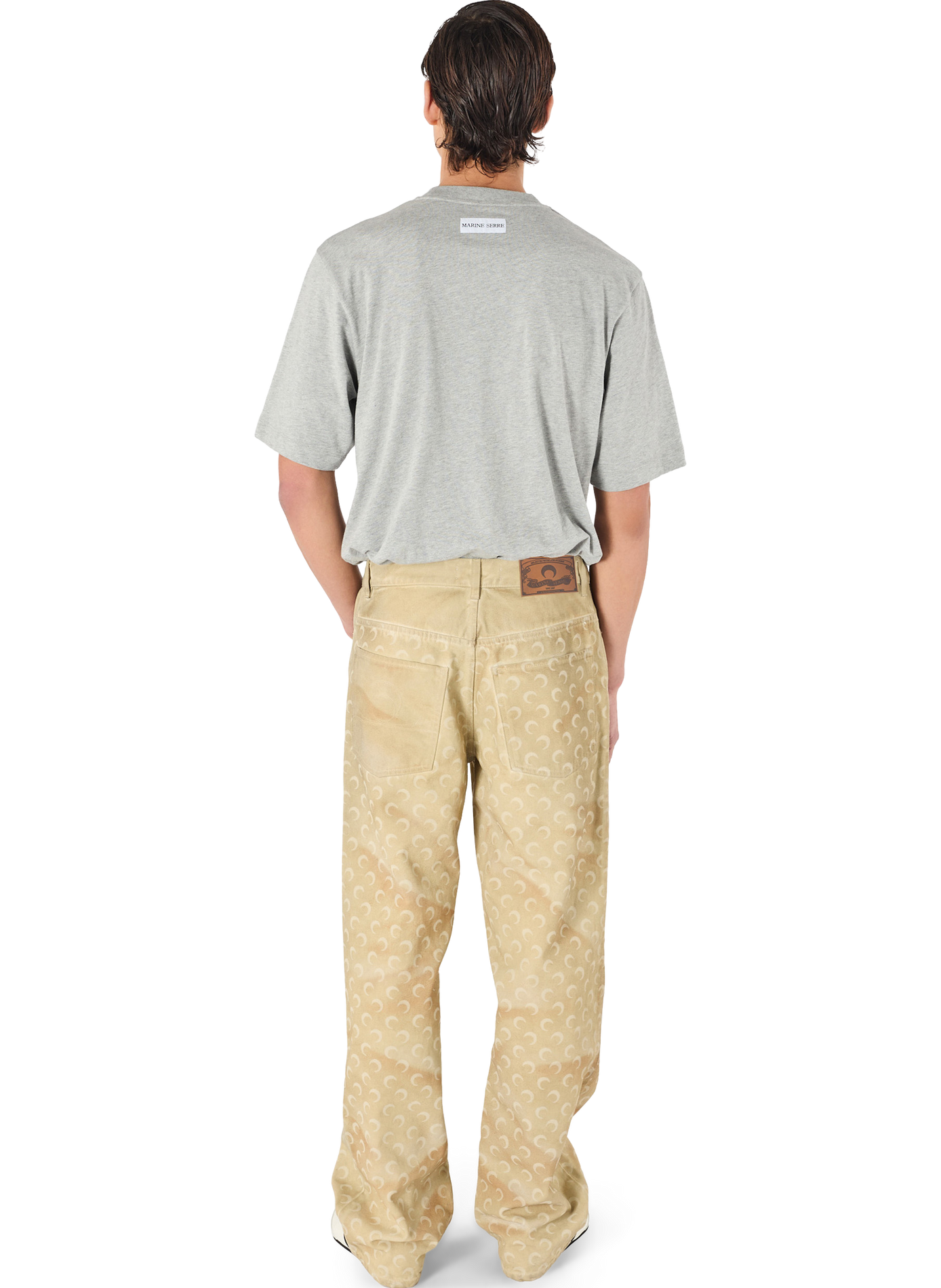 Jean droit denim délavé moon MARINE SERRE Beige