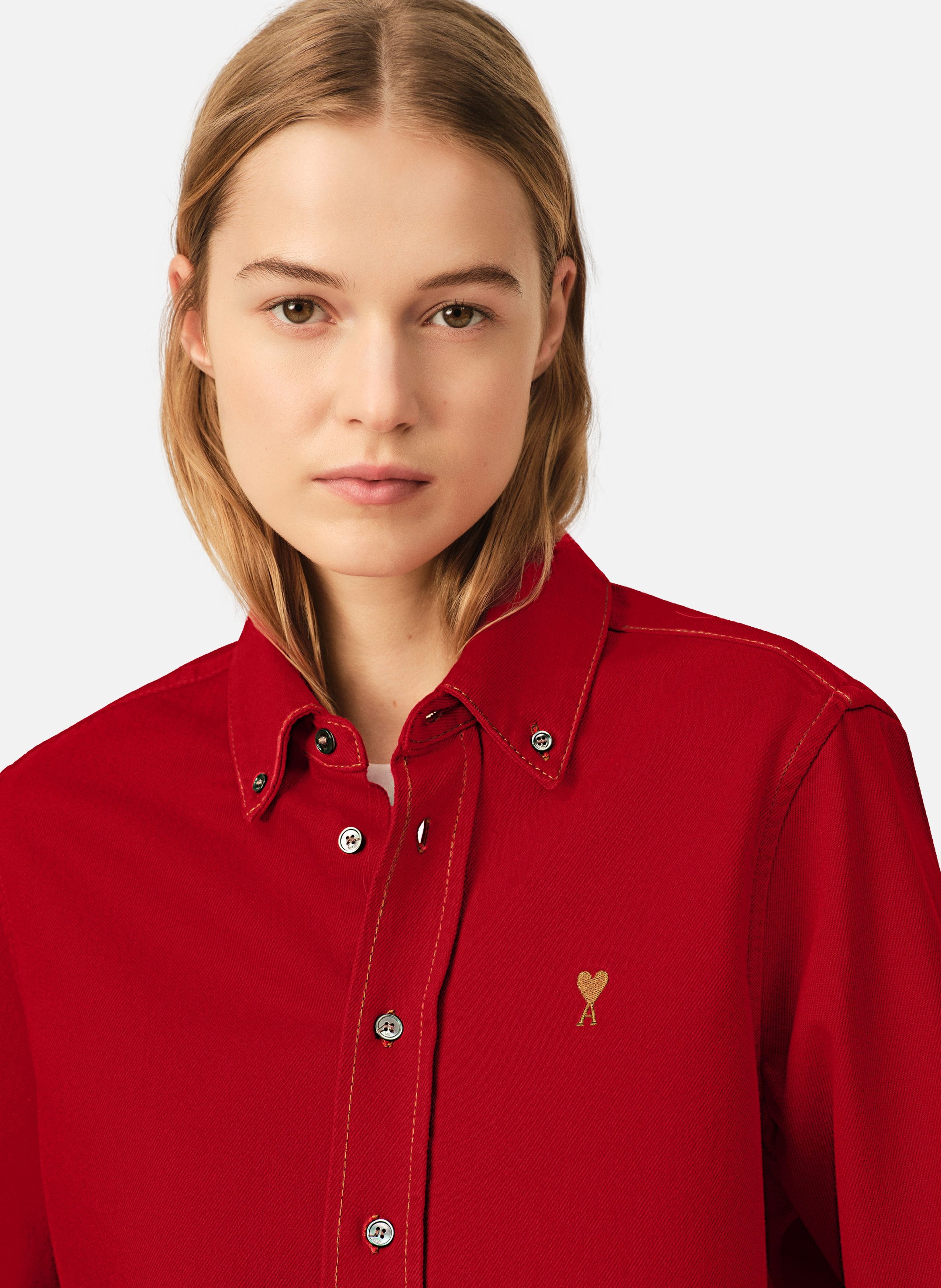 Chemise unisexe en coton ami de coeur AMI PARIS Rouge