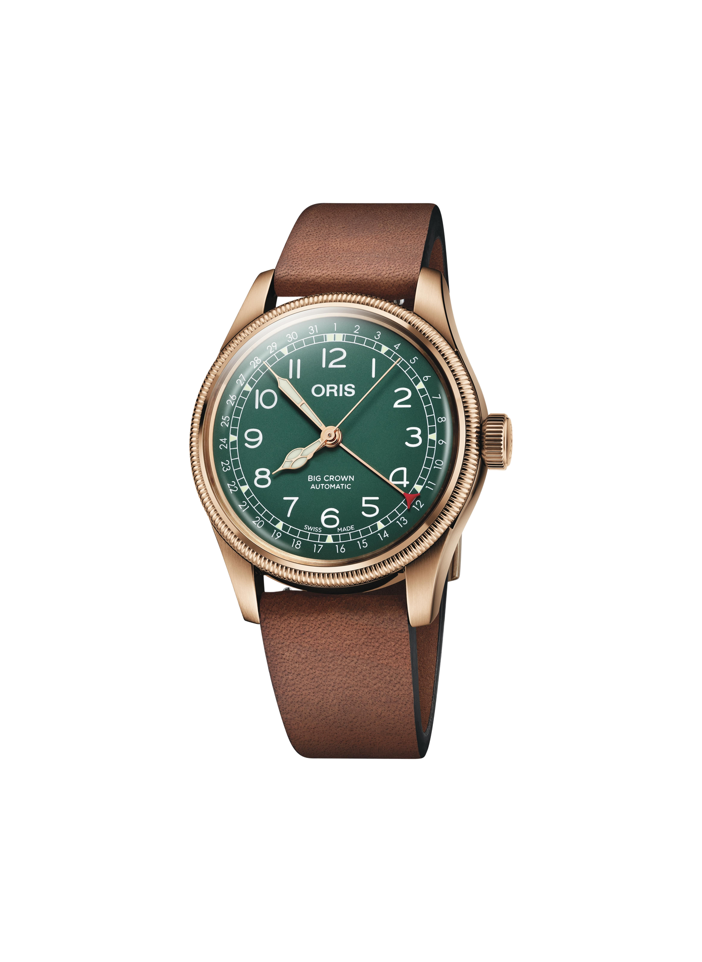 Montre automatique Oris Big Crown Pointer Date 80th Anniversary Edition en cuir ORIS Vert
