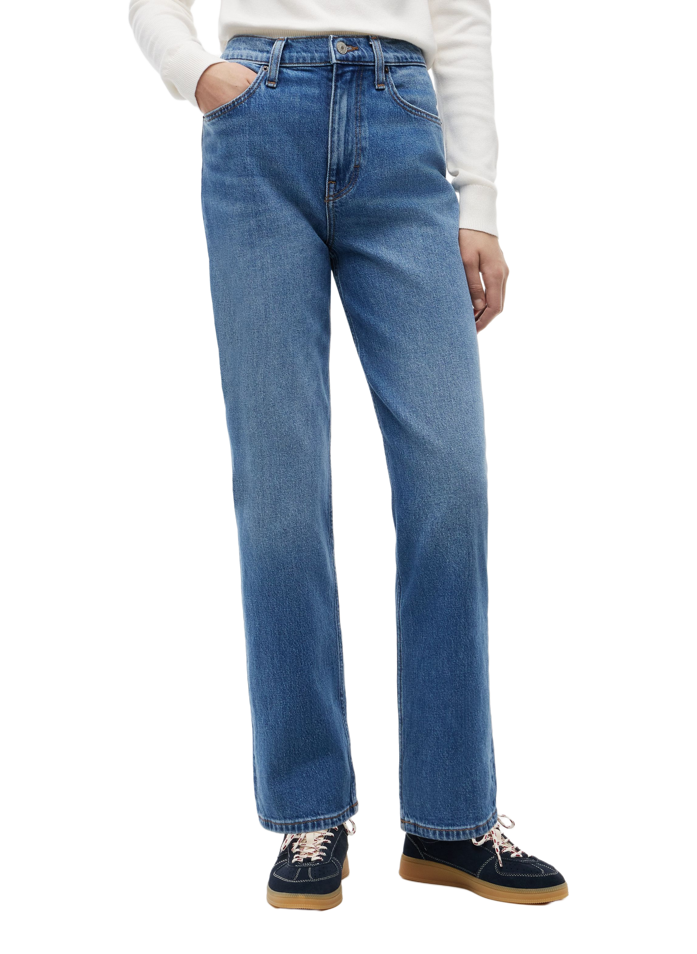 Jean droit en coton délavé TOMMY HILFIGER Bleu