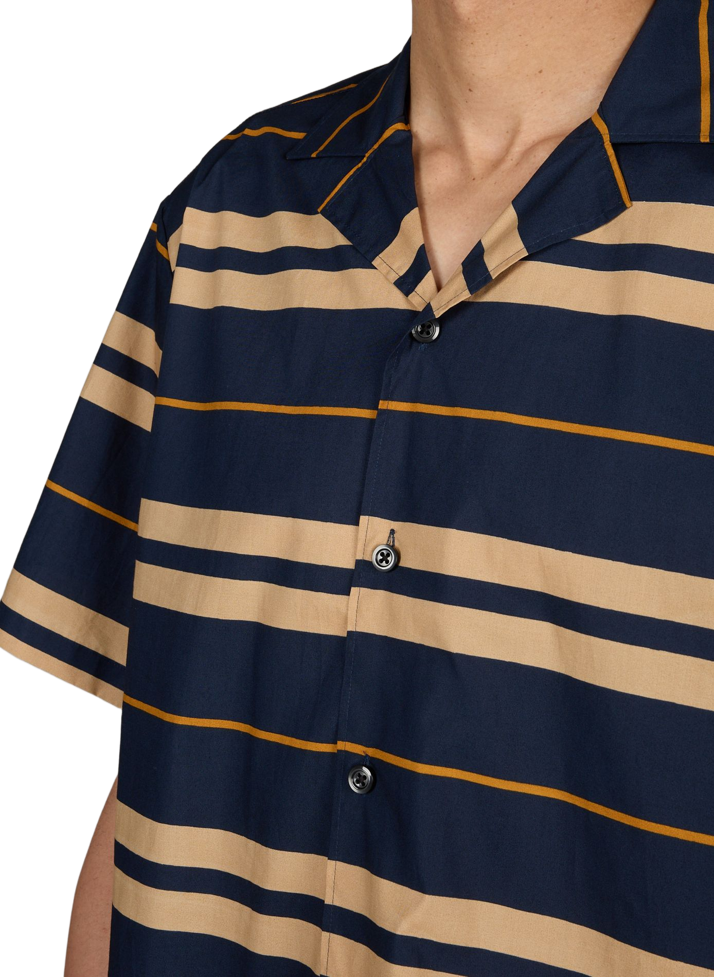 Gestreiftes Hemd mit kurzer Passform aus Baumwolle HUGO BLUE Blau