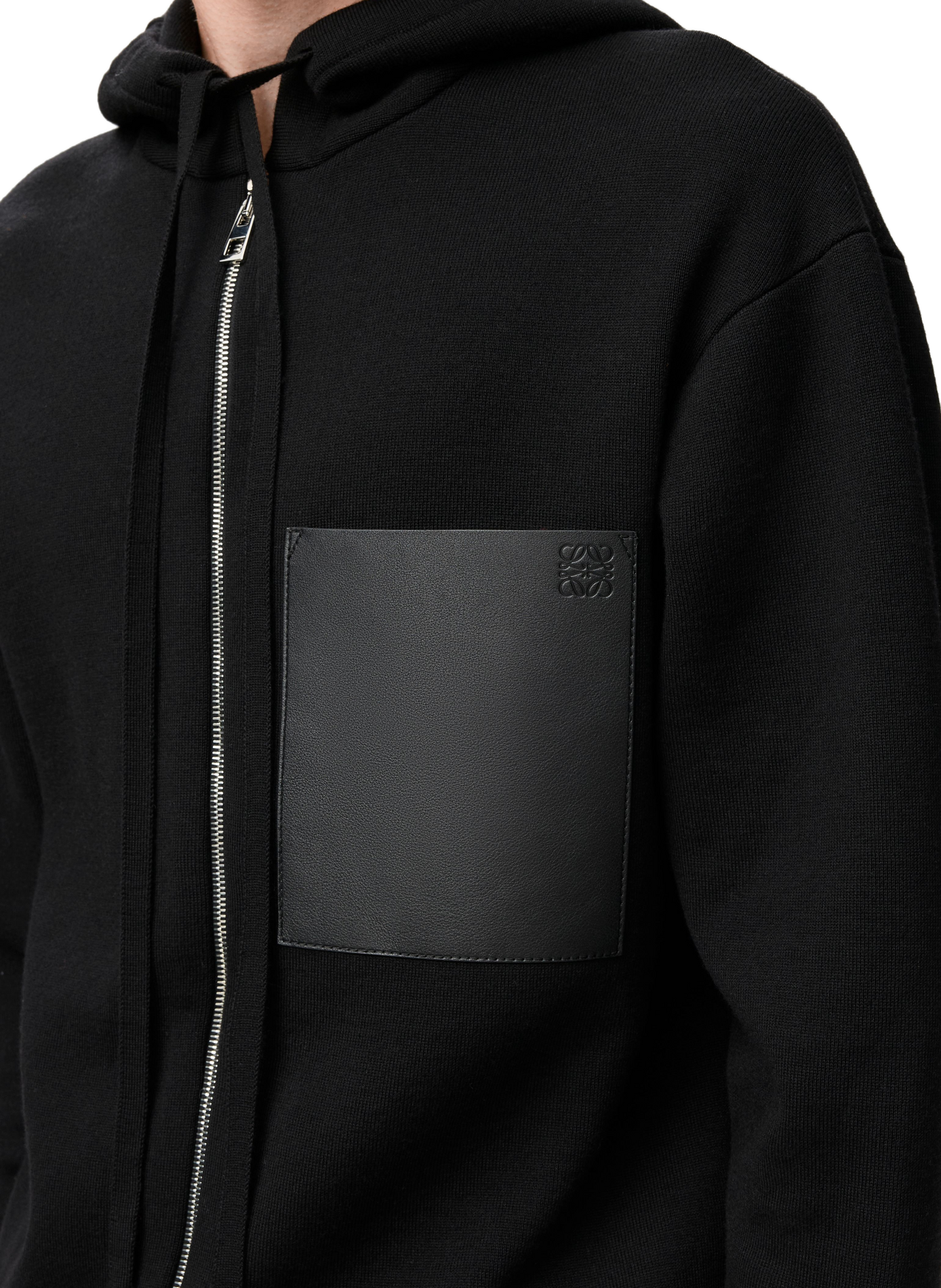 Gefütterter Kapuzenpullover aus Wolle LOEWE Schwarz