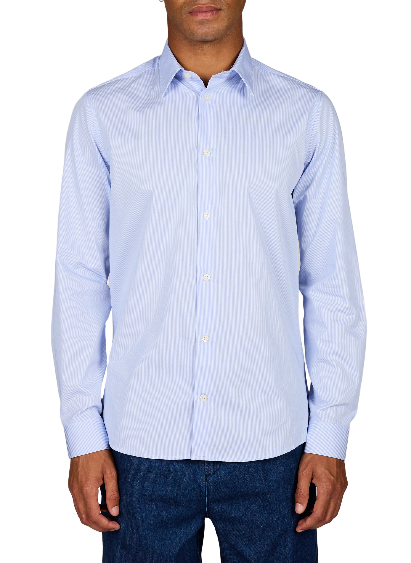 Chemise slim rayée en coton AU PRINTEMPS PARIS Bleu