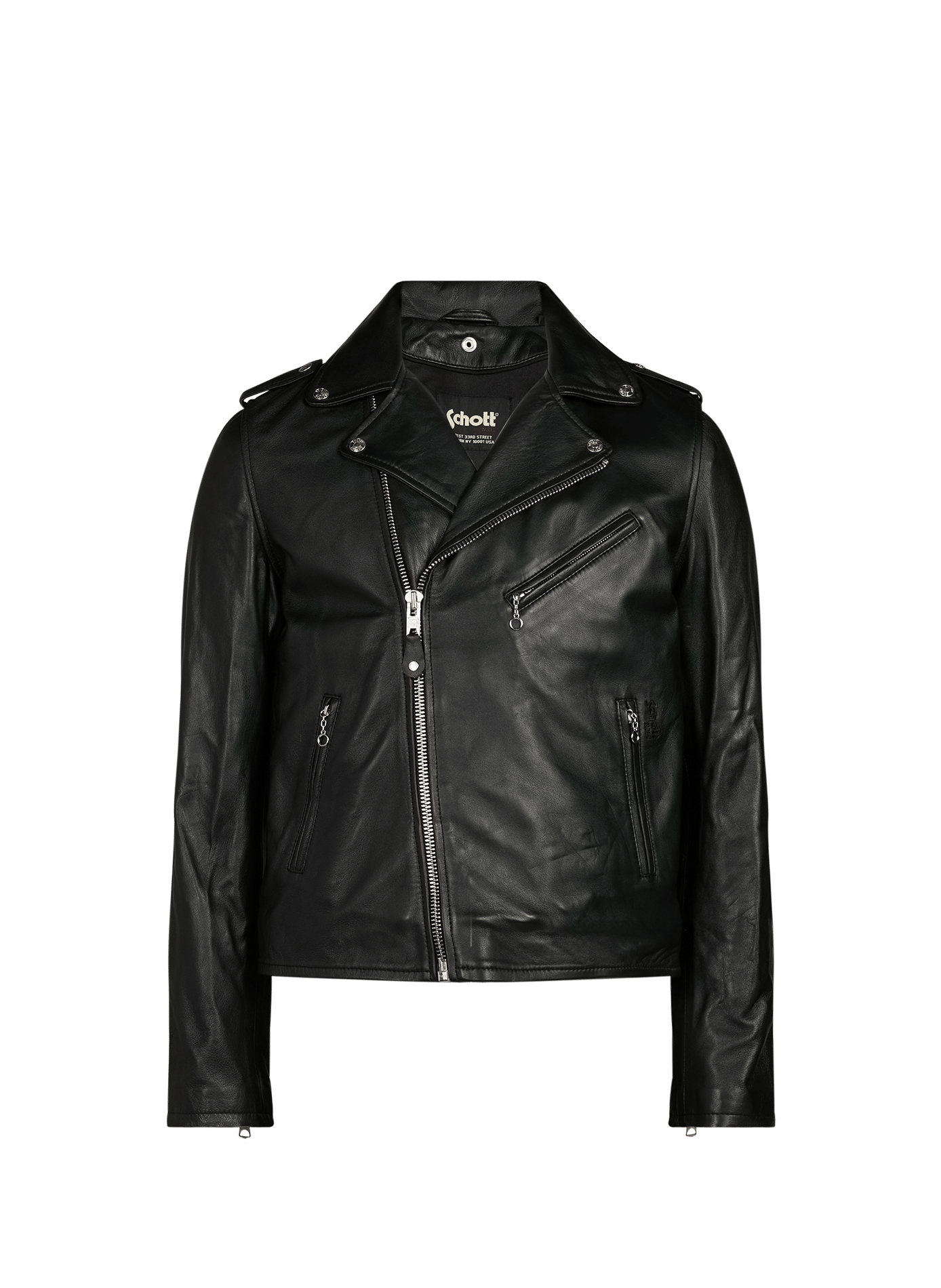 Straight leather jacket SCHOTT Black