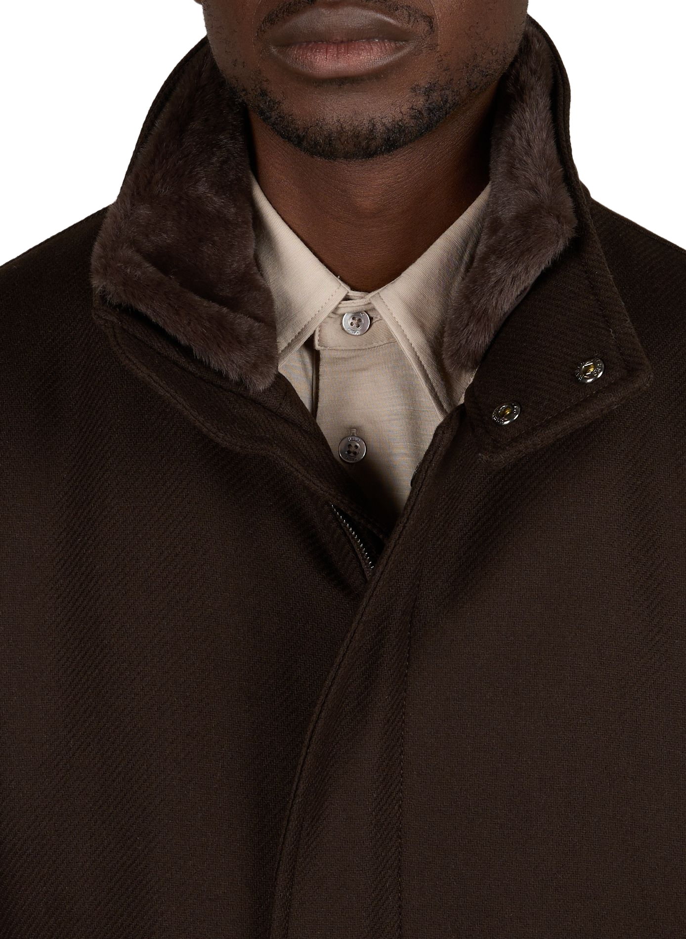 Straight wool blend high neck jacket HERNO Brown