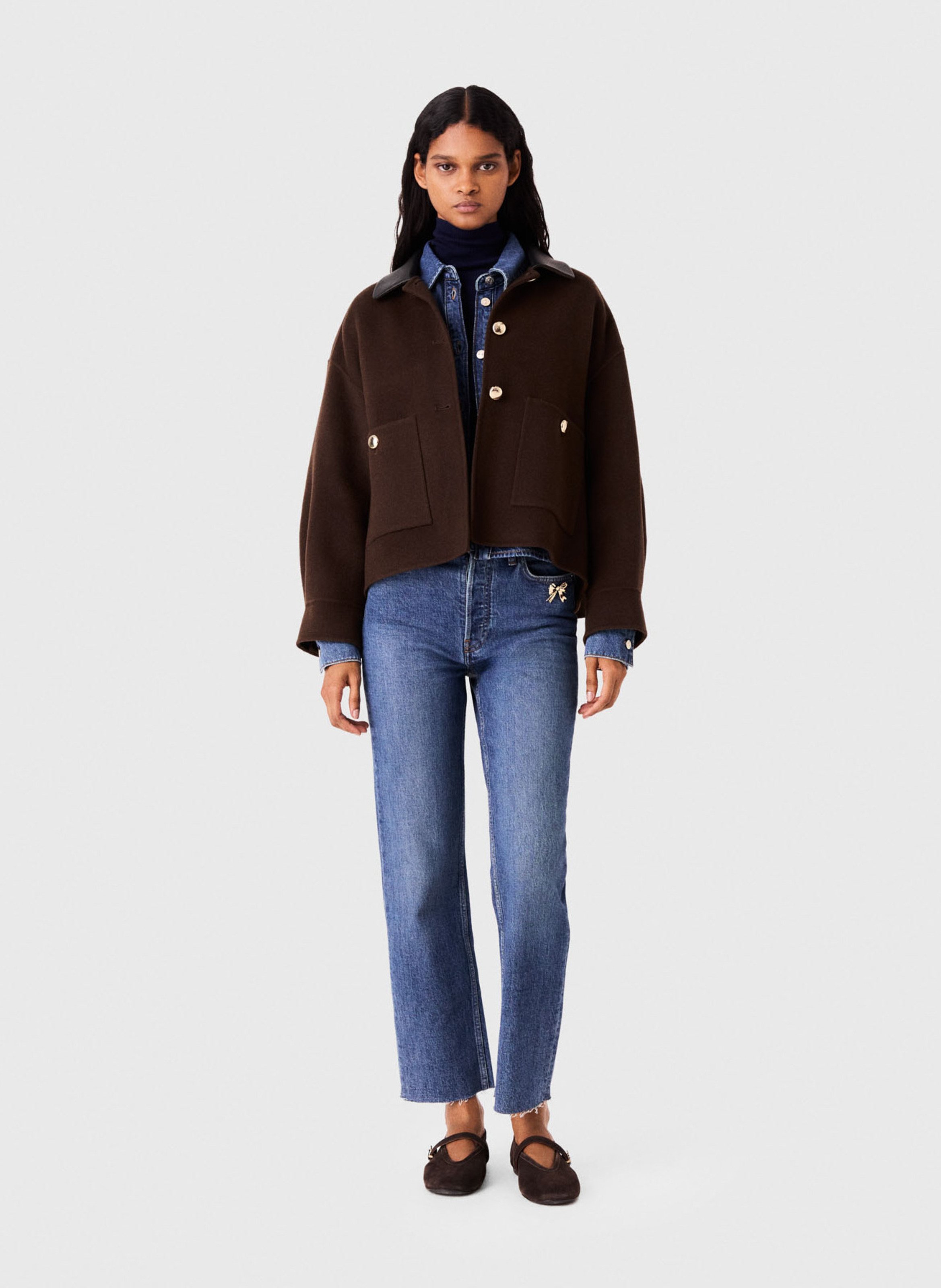Veste oversize en laine mélangée MAJE Marron