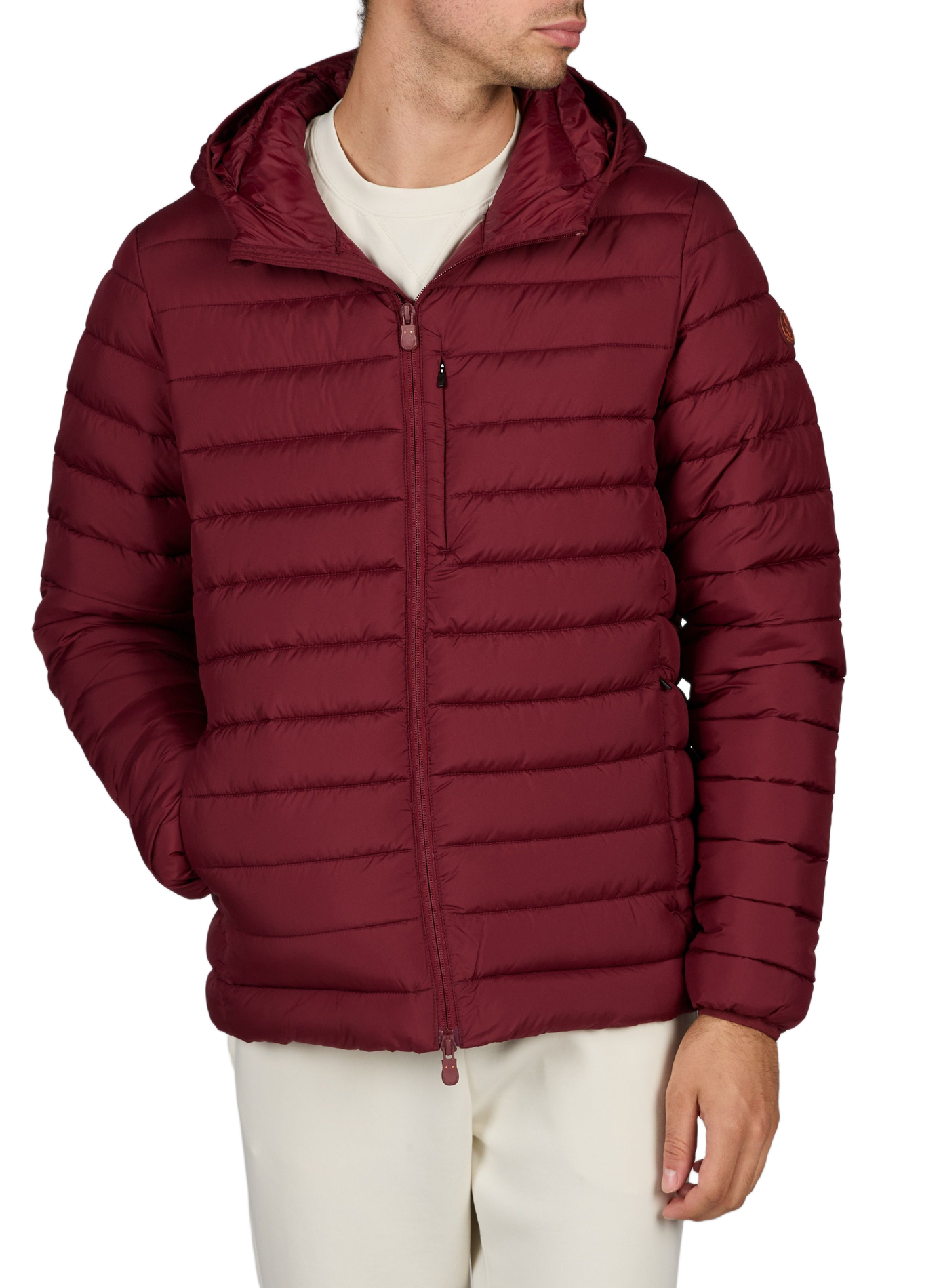 Hooded straight-fit padded jacket SAVE THE DUCK Red