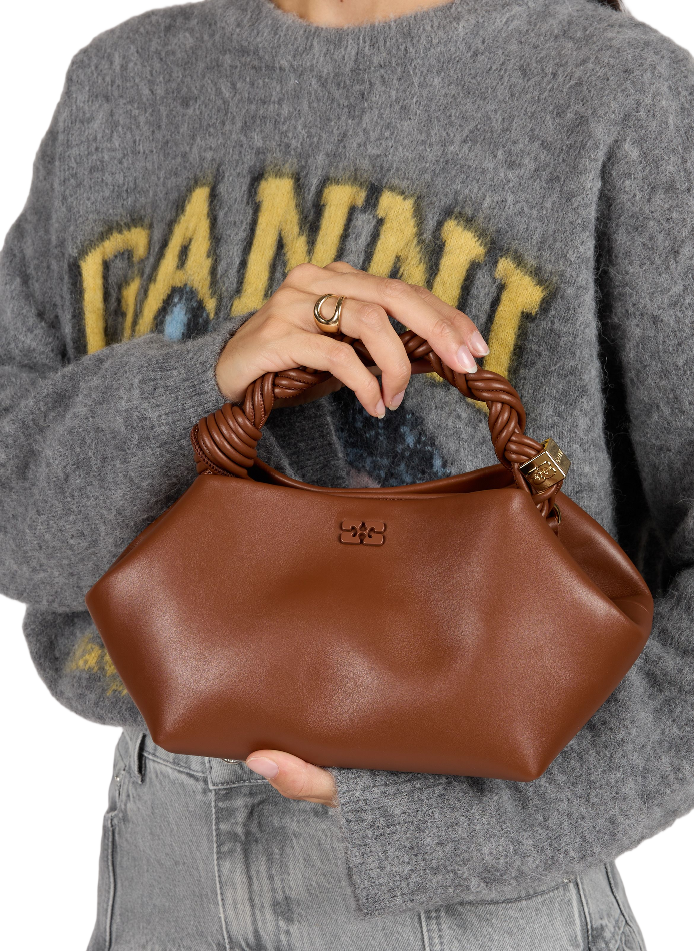 Small Bou leather blend bag GANNI Red
