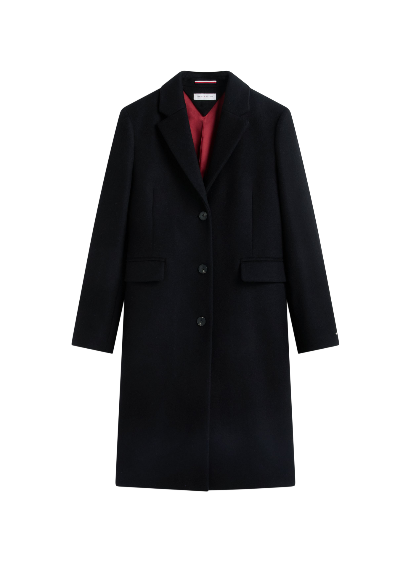 Manteau long uni en laine mélangée TOMMY HILFIGER Black