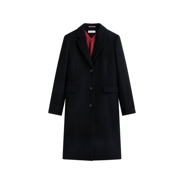 Manteau long uni en laine mélangée Manteau long uni en laine mélangée