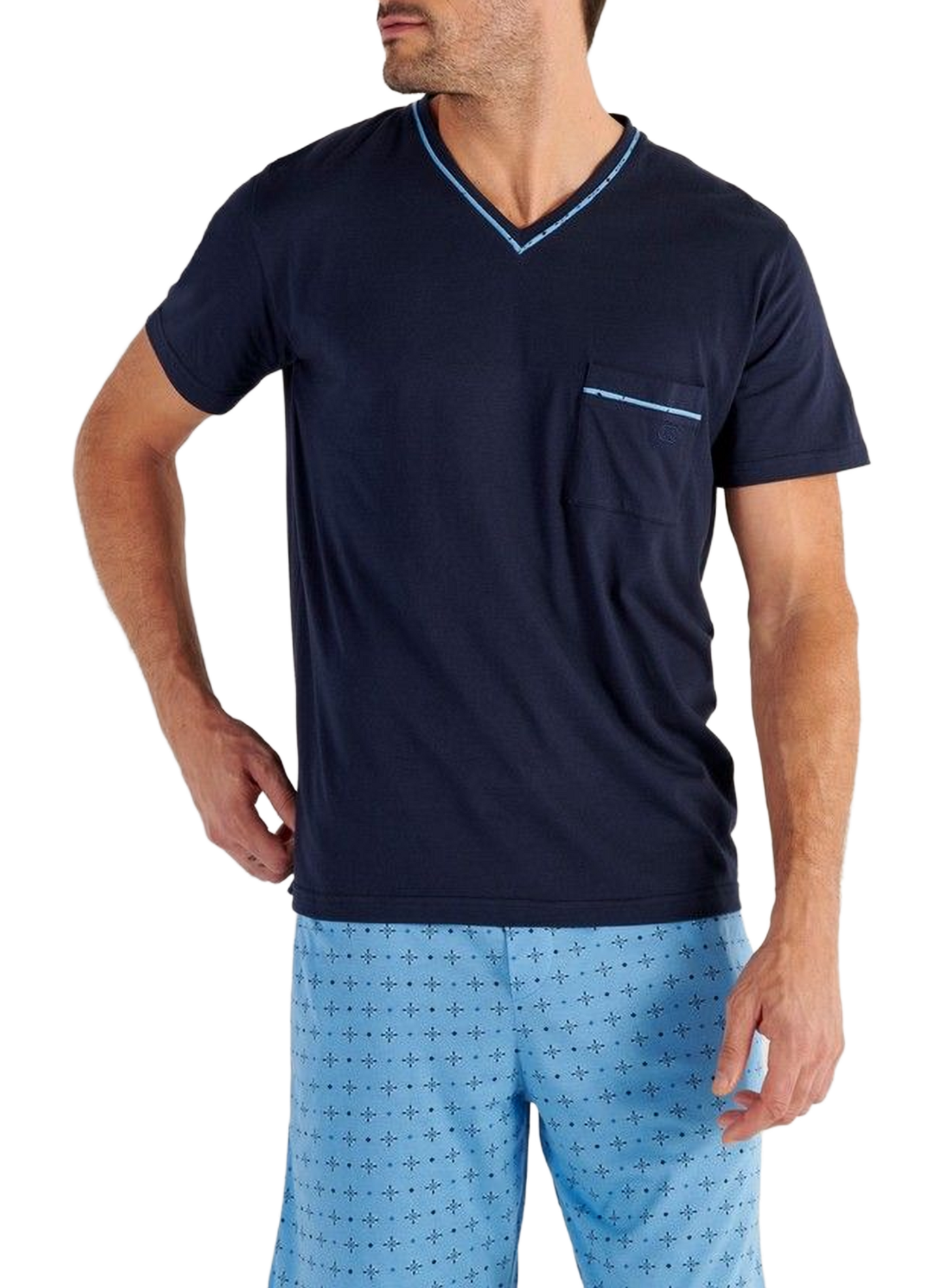 Printed cotton-blend pyjama set HOM Blue
