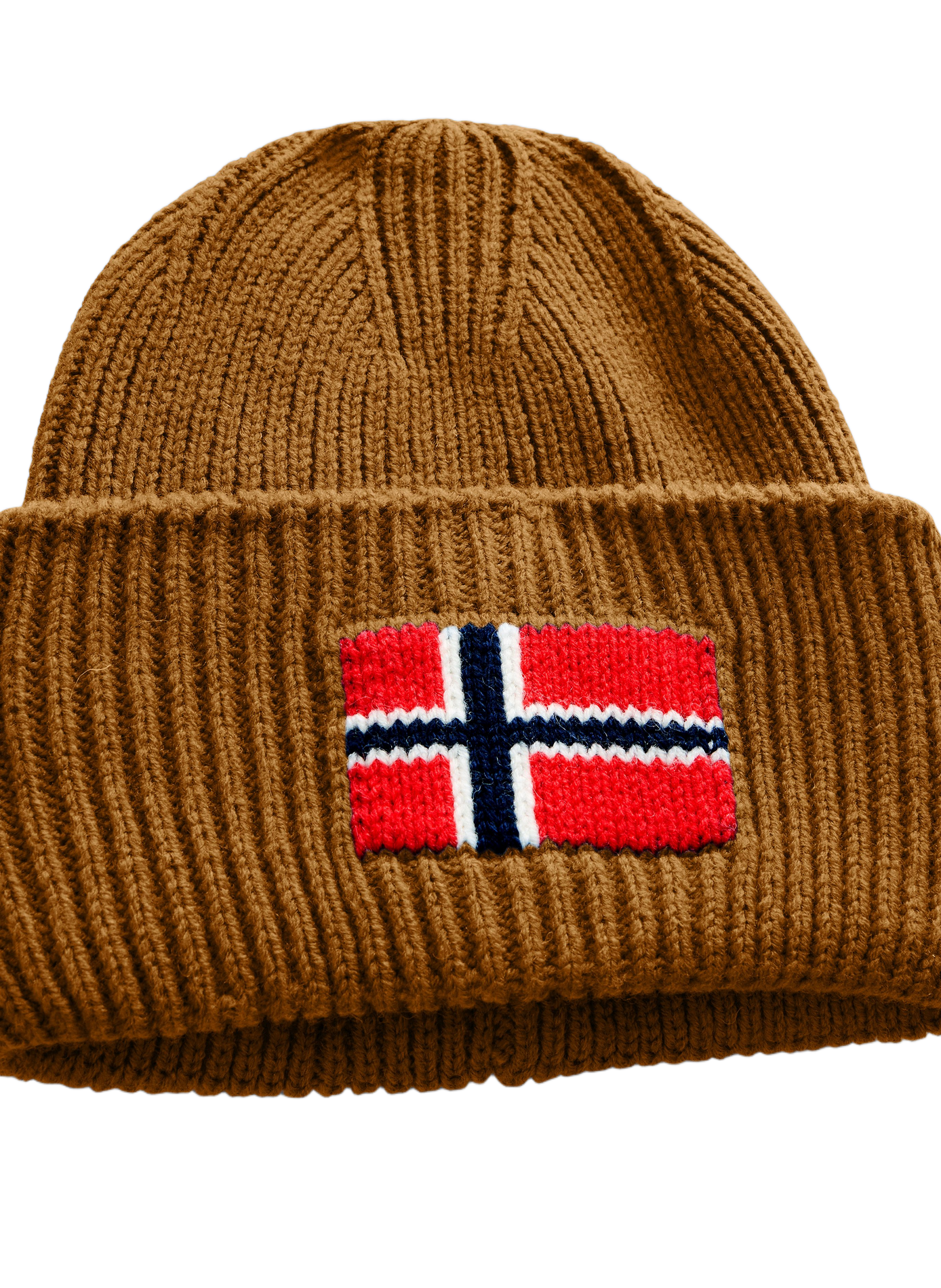 Bonnet à revers brodé en laine mélangée NAPAPIJRI Marron