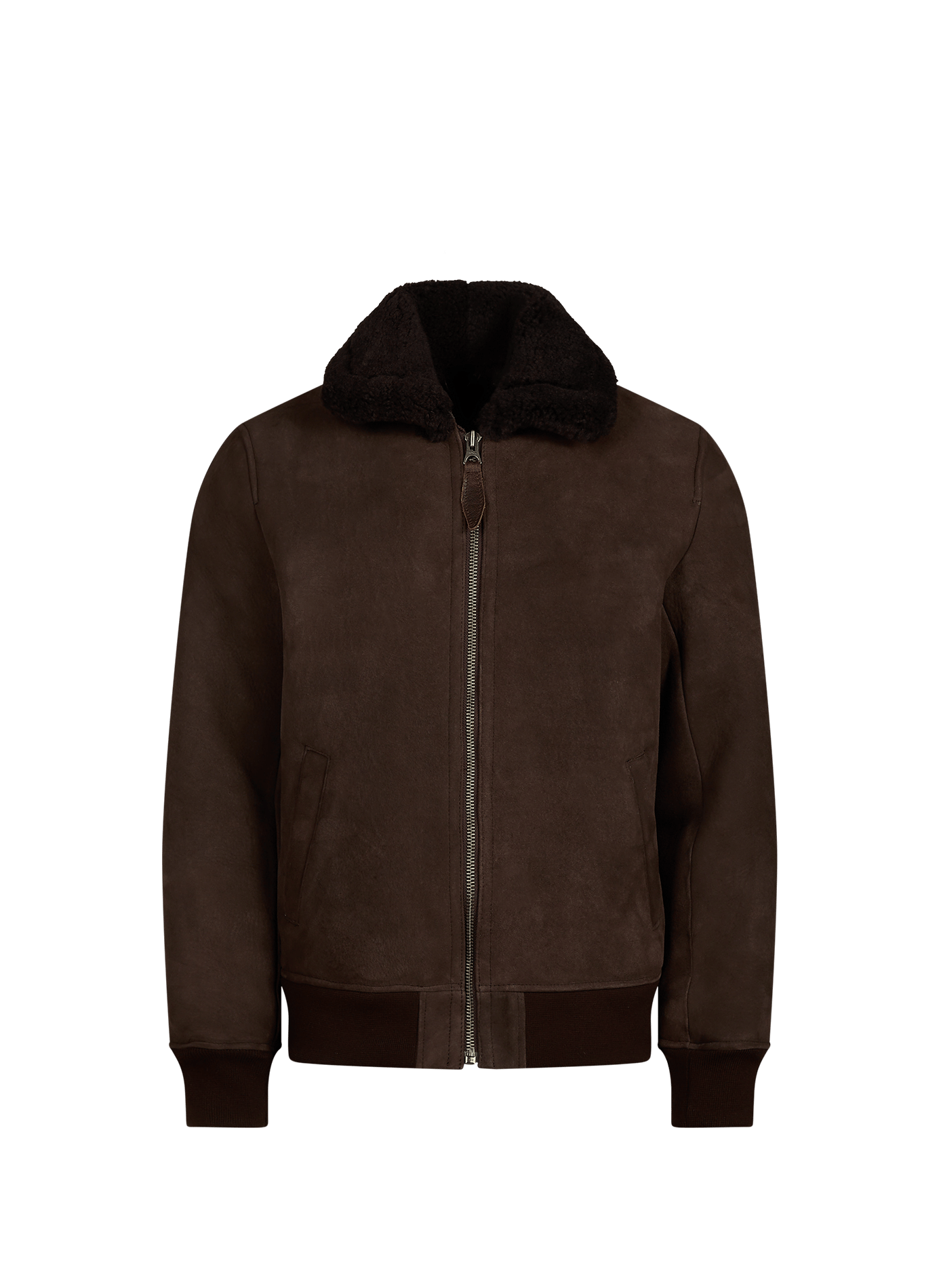 Gerade geschnittene Jacke mit Fliegerkragen aus Veloursleder SCHOTT Braun