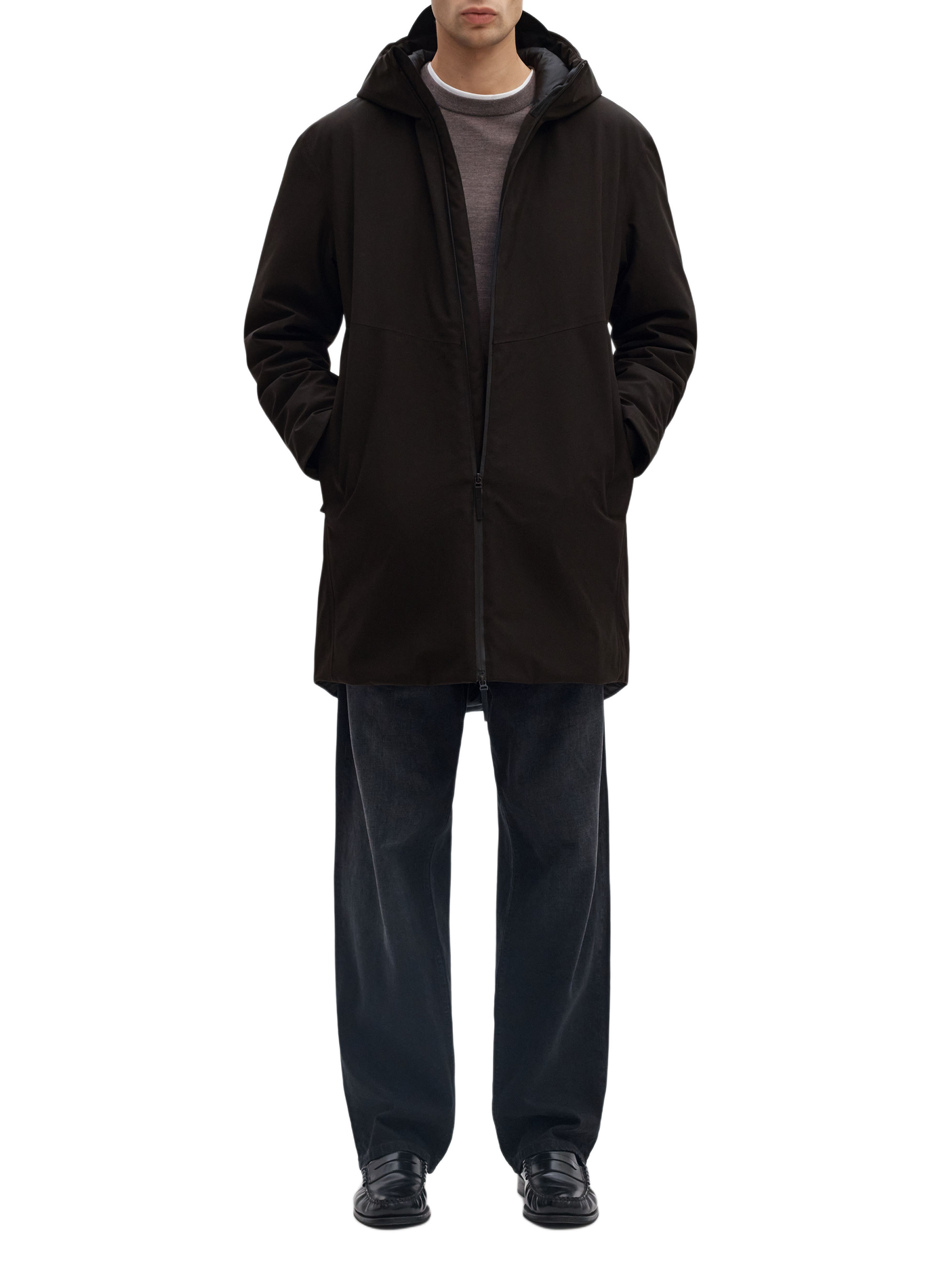 Gerade Parka mit Kapuze SELECTED Schwarz