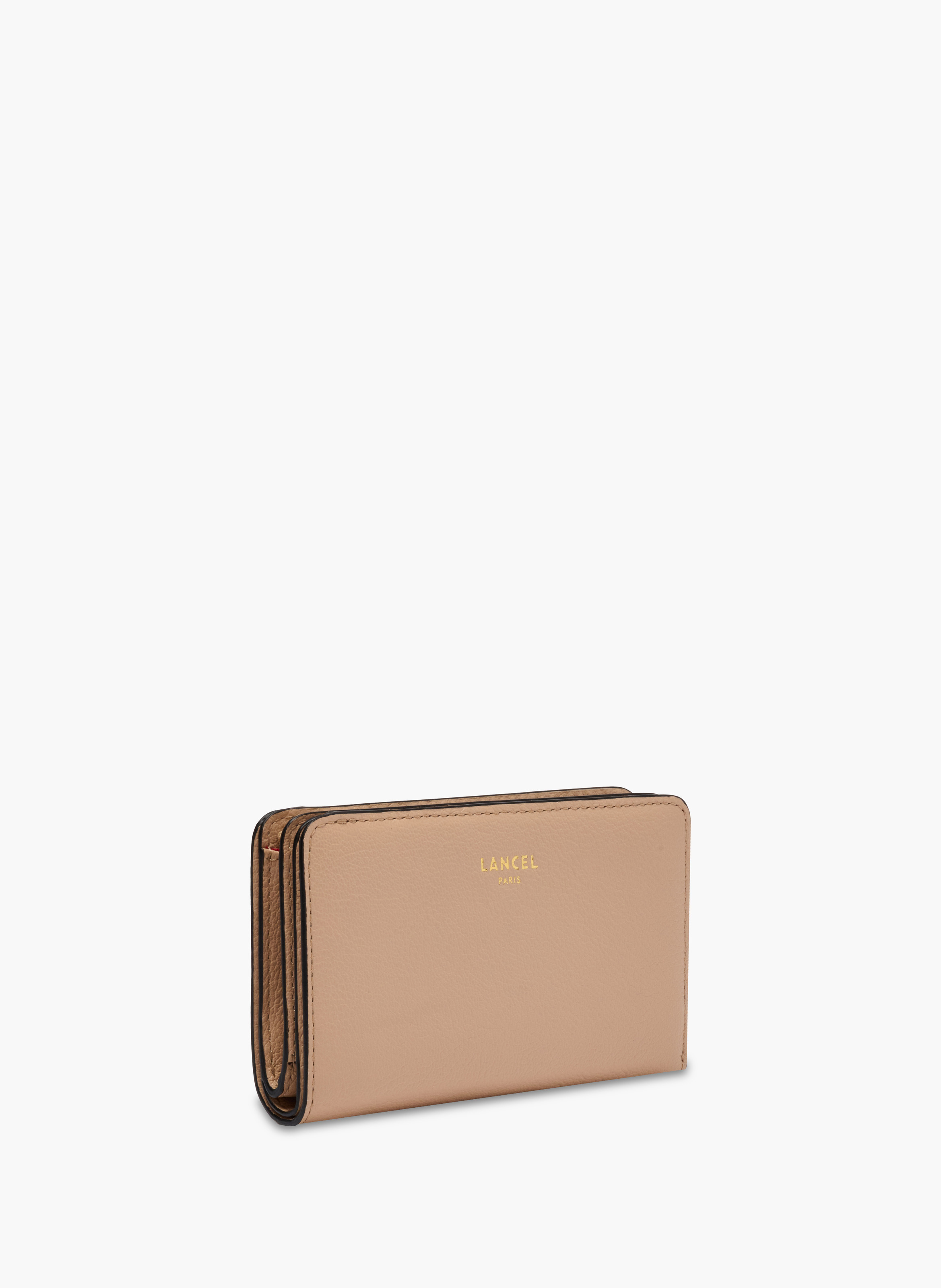 Portefeuille rectangulaire zippé bcbg de lancel en cuir LANCEL Beige